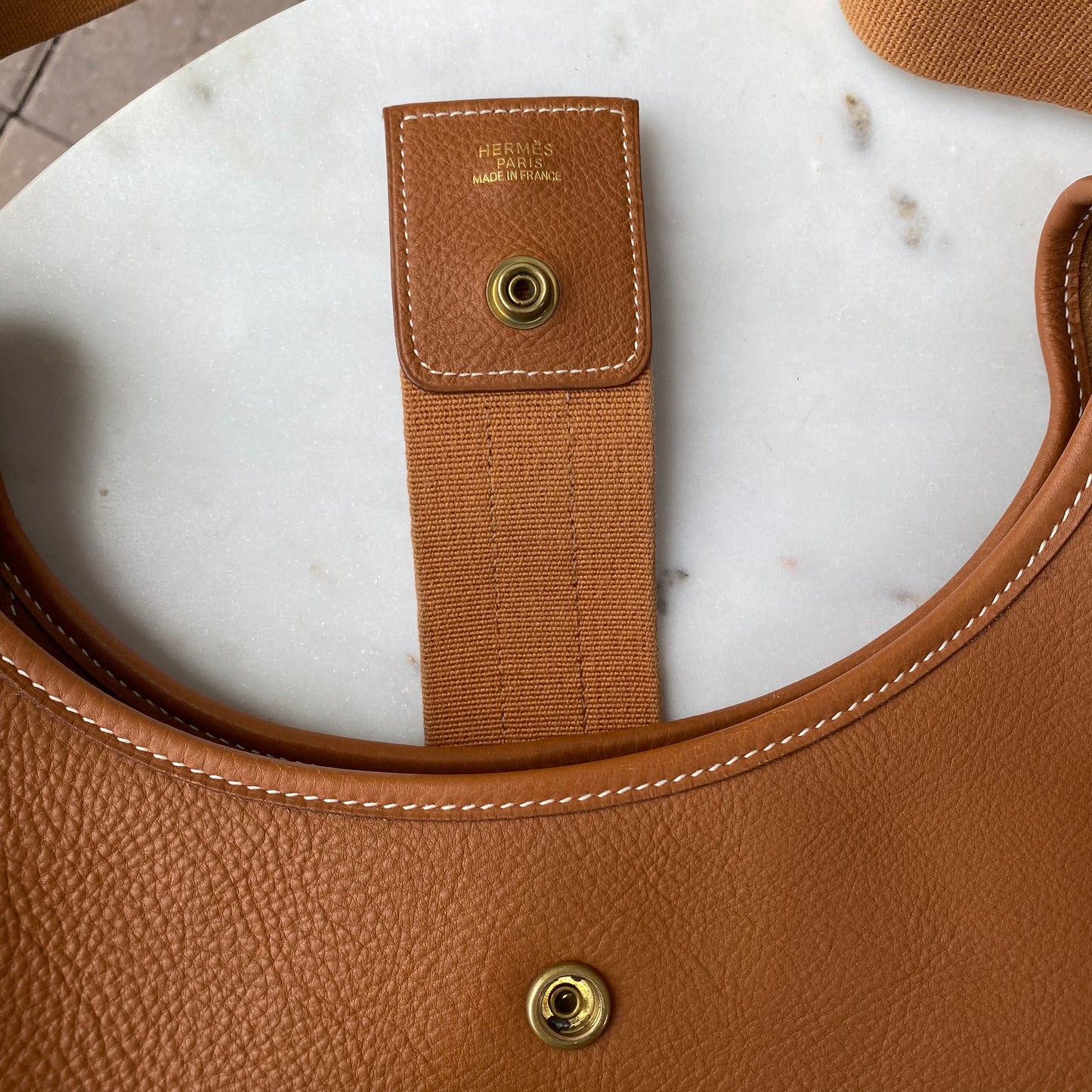 Hermès Tsako Gold Clemence Leather Shoulder Bag