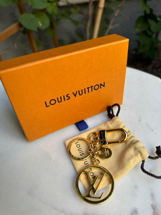 Louis Vuitton Gold Circle Logo Bag Charm Key Holder