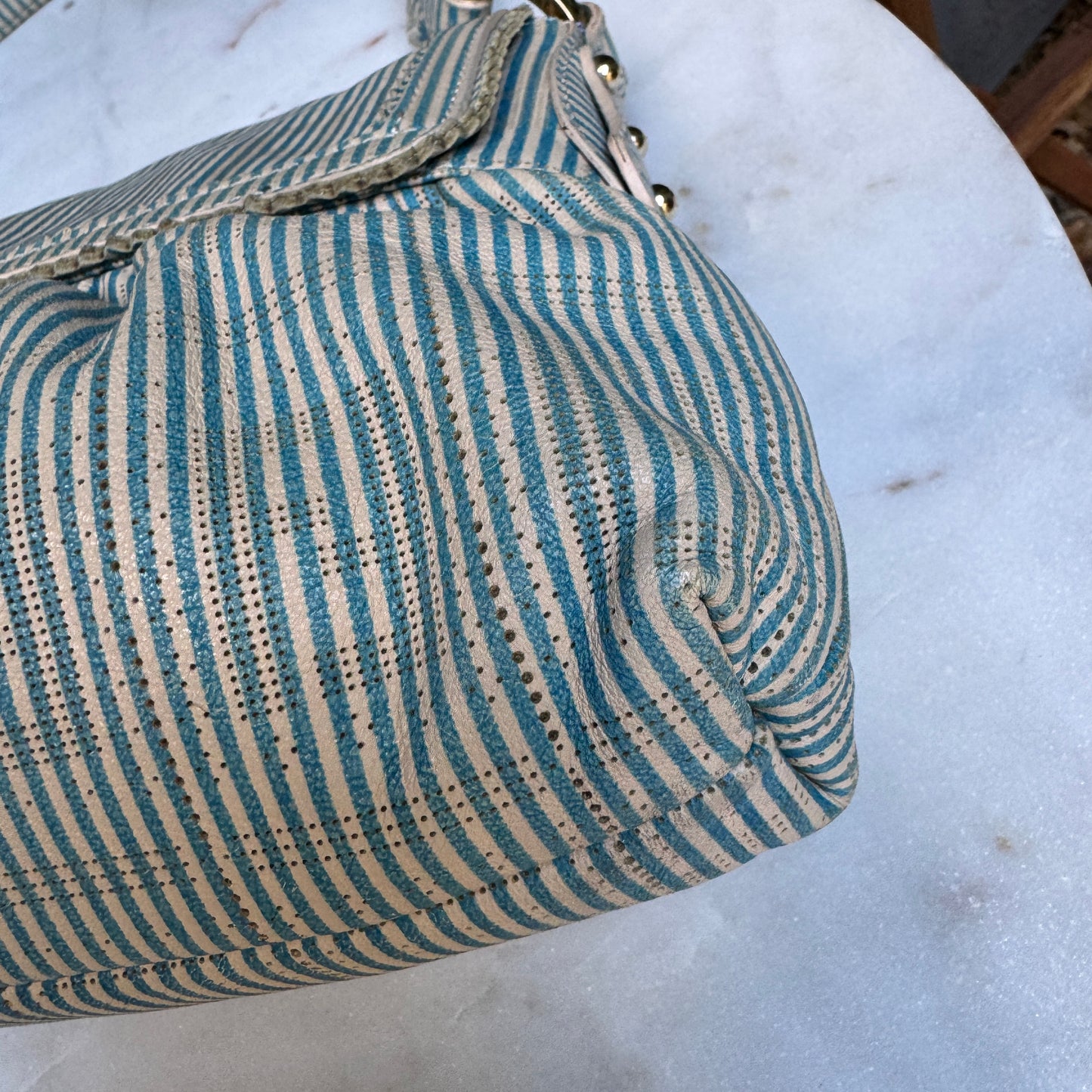 Fendi Vintage Striped Pequin Leather Chef Shoulder Bag