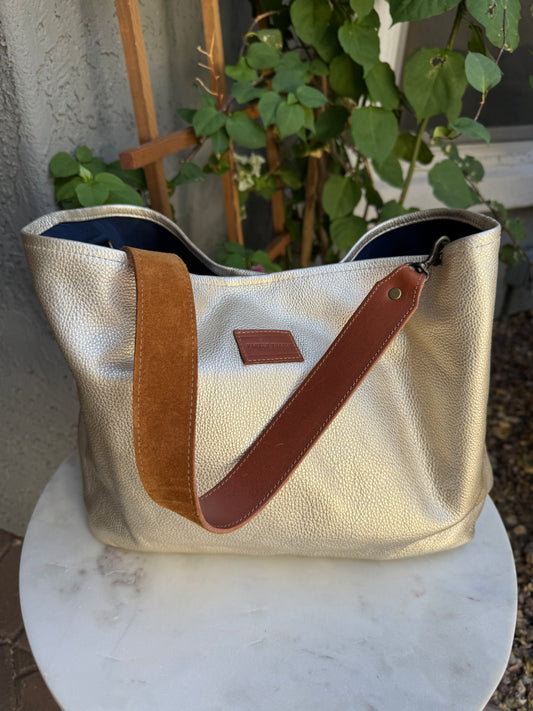 Parker Thatch Metallic Leather Jane Shoulder Bag