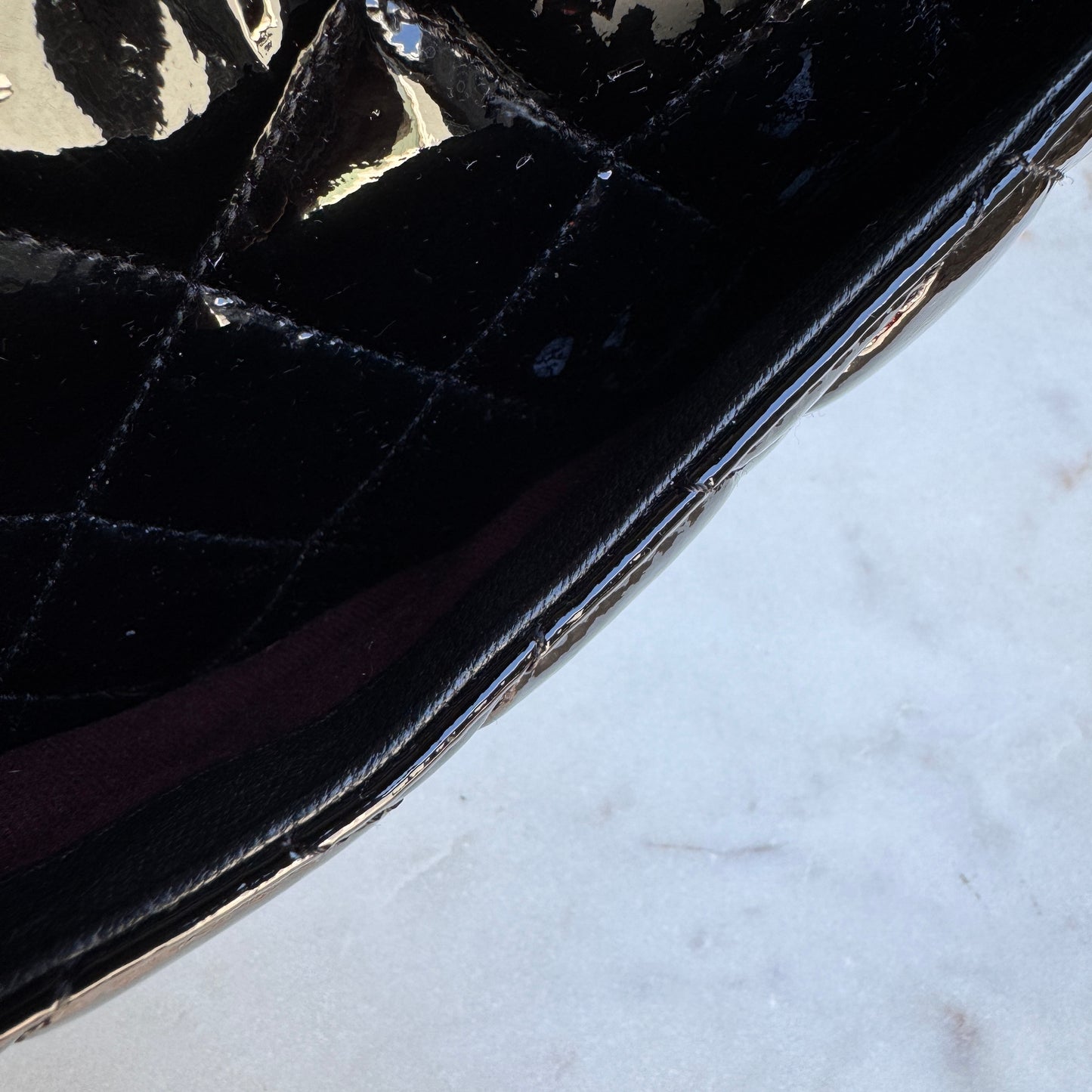 Chanel Quilted Patent Leather Medium Eyelet Single Flap Crossbody