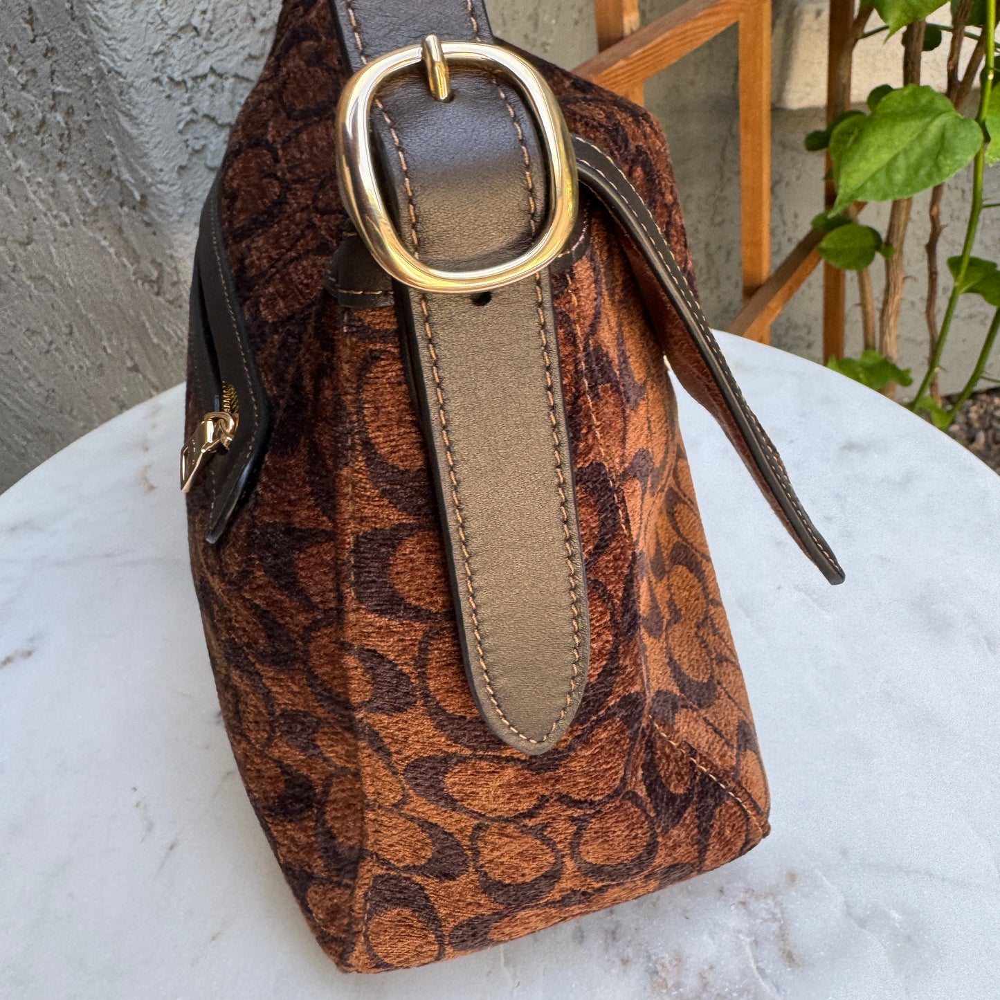 Coach Chenille Large Etta Flap Shoulder Bag