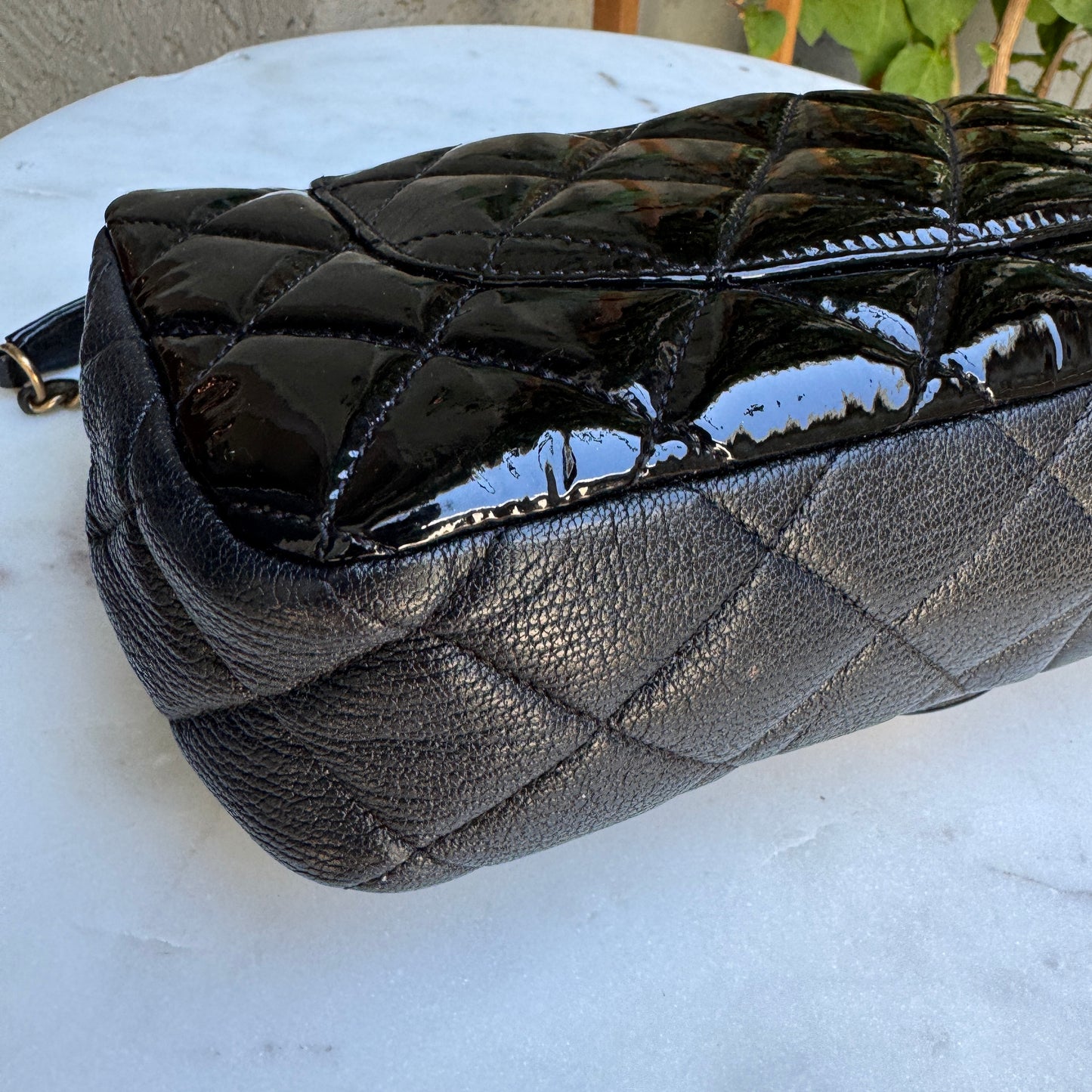 Chanel Quilted Patent Leather Medium Eyelet Single Flap Crossbody