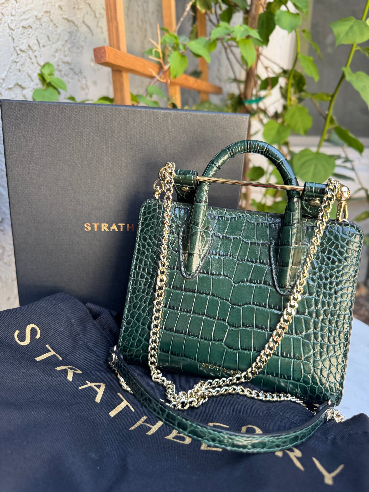 Strathberry Embossed Croc Leather Mini Tote Leather Crossbody