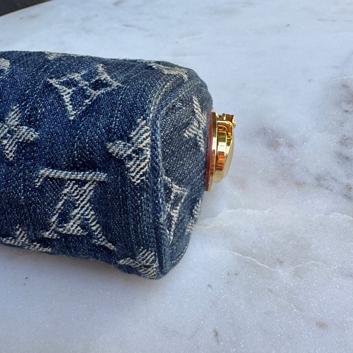 Louis Vuitton Vintage Monogram Denim Trousse Speedy Pouch