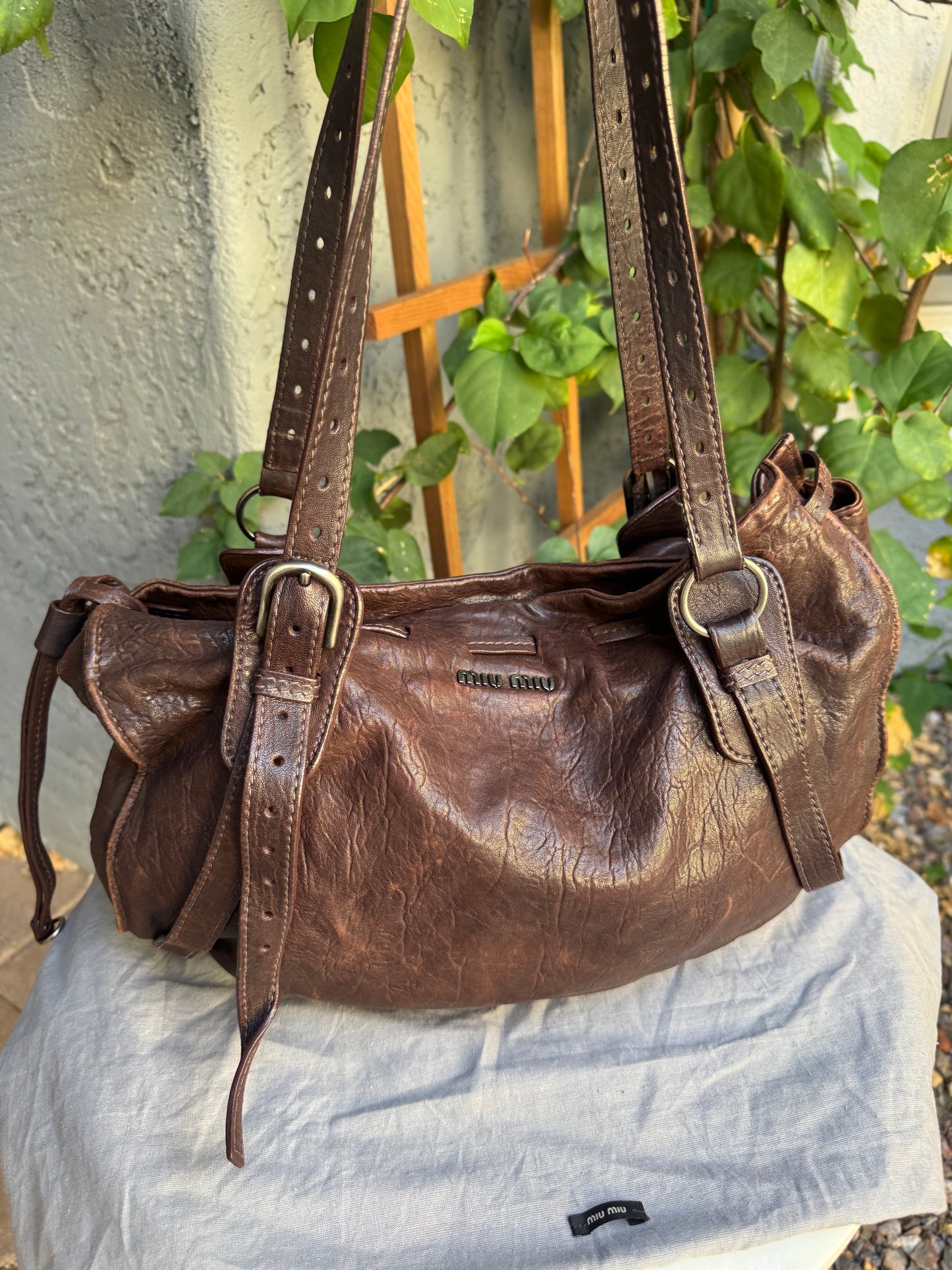 Miu Miu Leather Joie Hobo Shoulder Bag