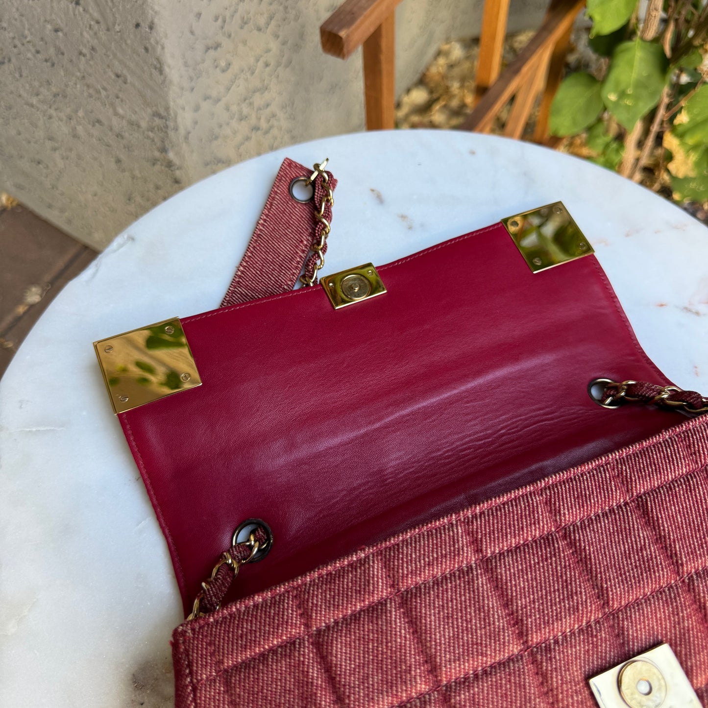 Chanel Vintage Denim Chocolate Bar Quilt Single Flap Shoulder Bag