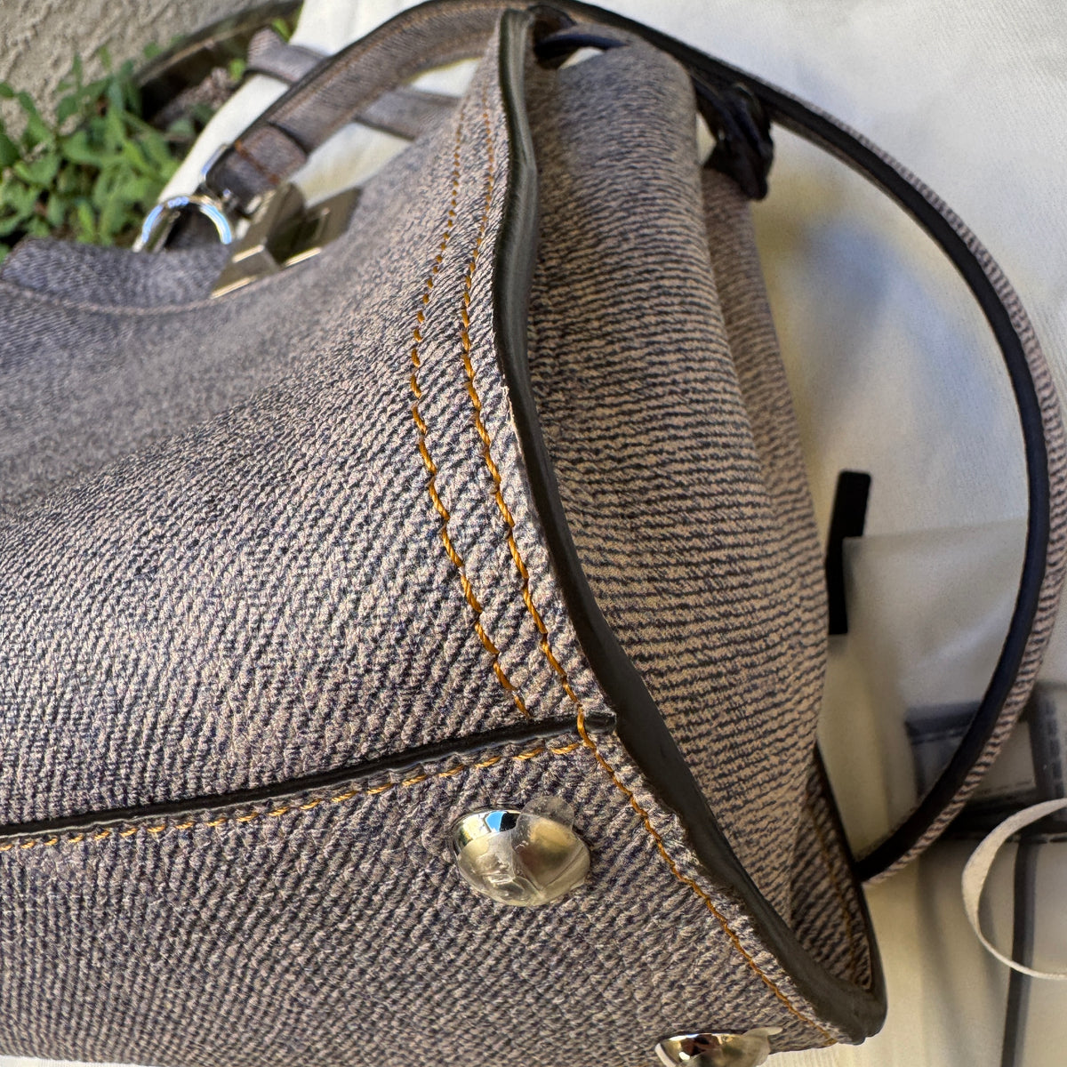 Fendi Denim Effect Leather Mini Peekaboo