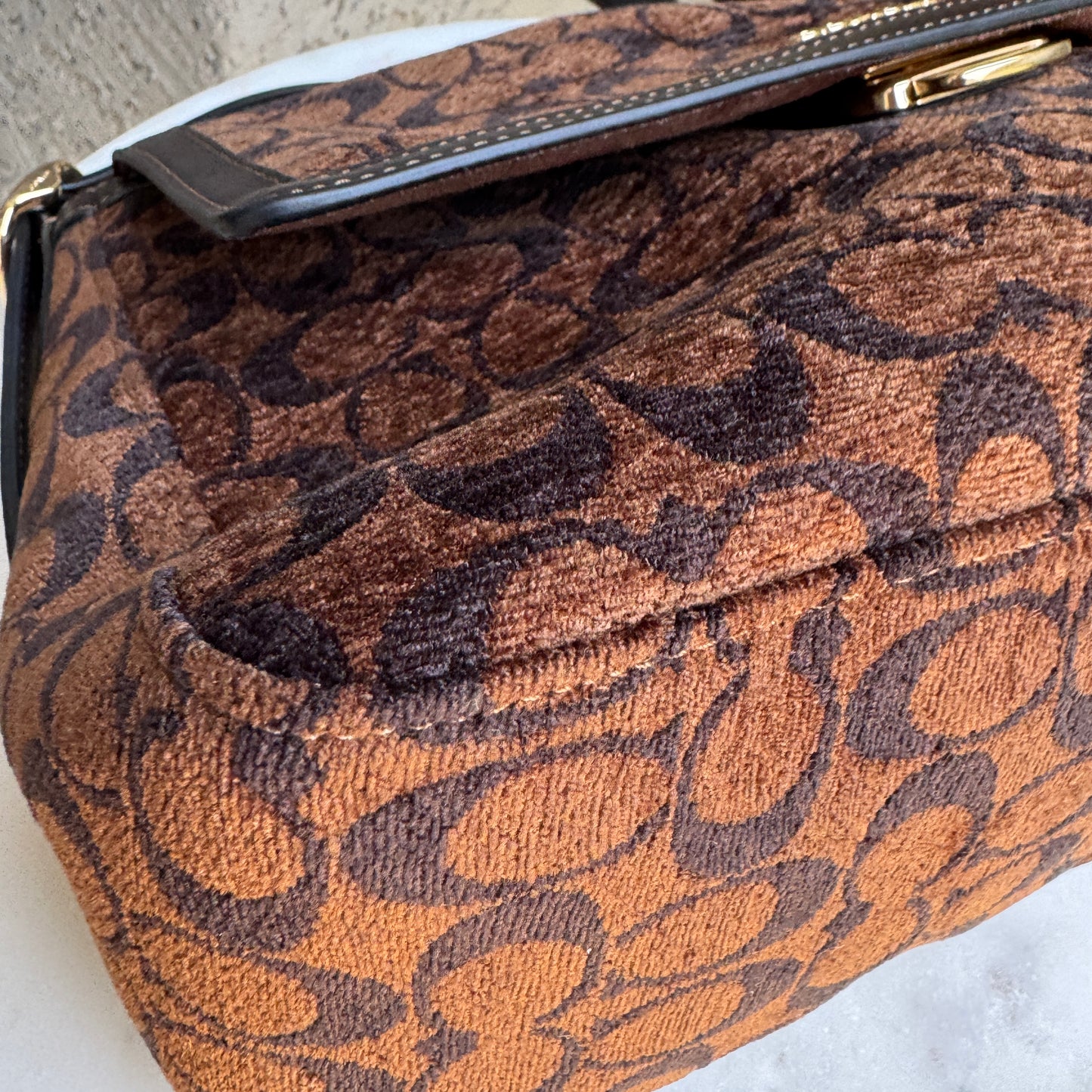Coach Chenille Large Etta Flap Shoulder Bag
