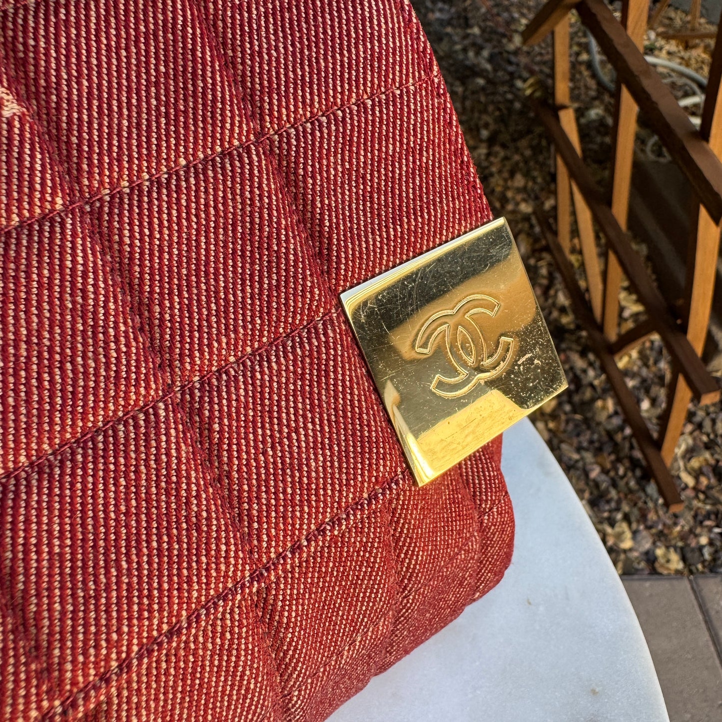 Chanel Vintage Denim Chocolate Bar Quilt Single Flap Shoulder Bag