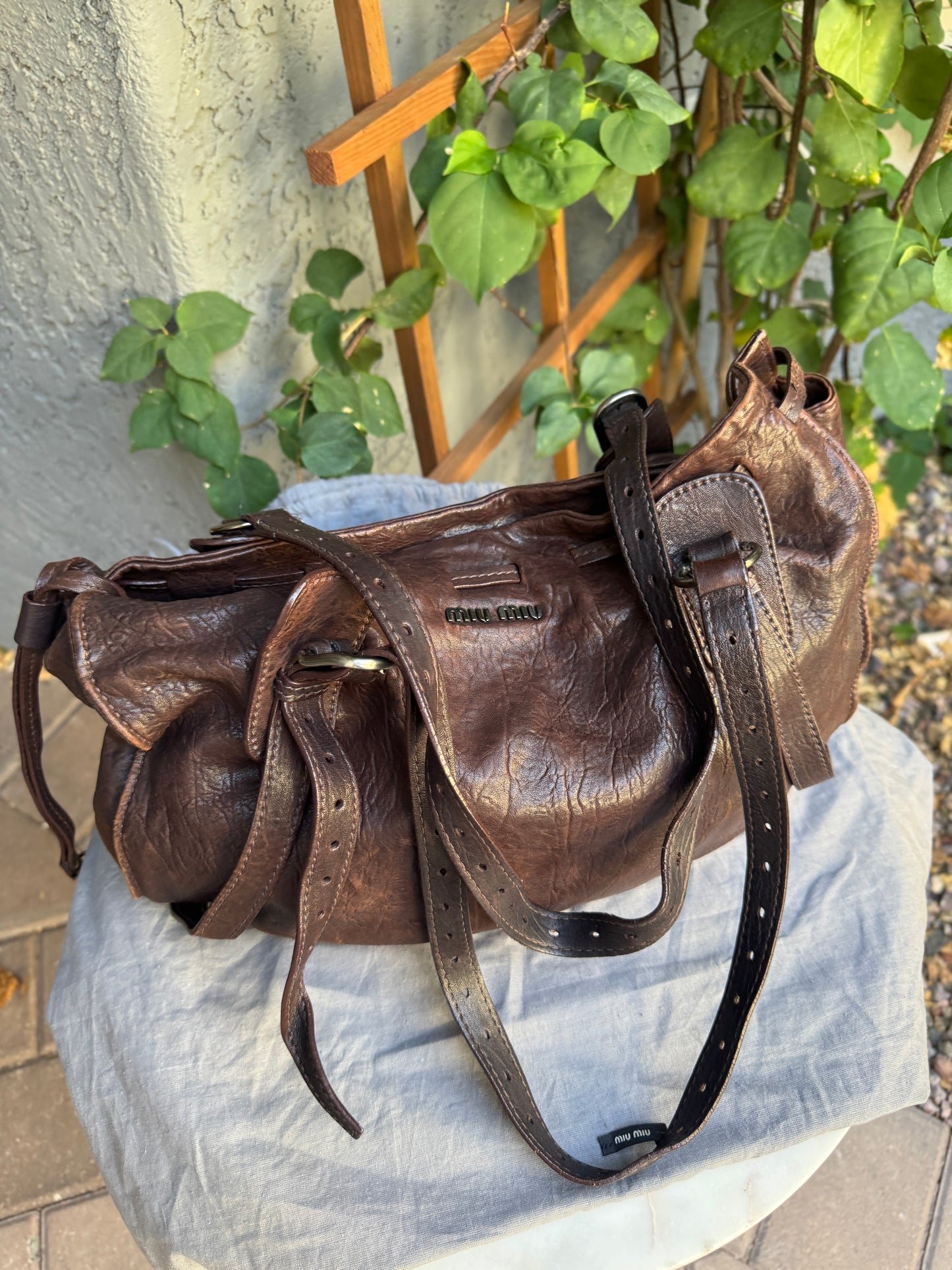 Miu Miu Leather Joie Hobo Shoulder Bag