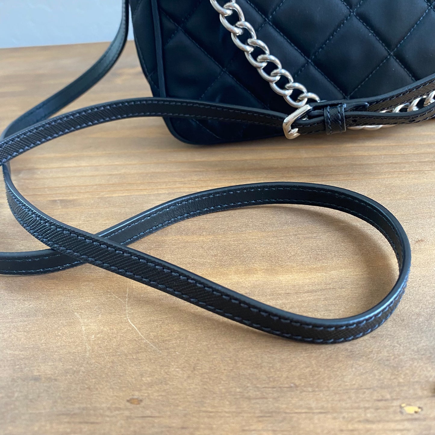 Prada Nylon Quilted Convertible Pochette Chain Crossbody