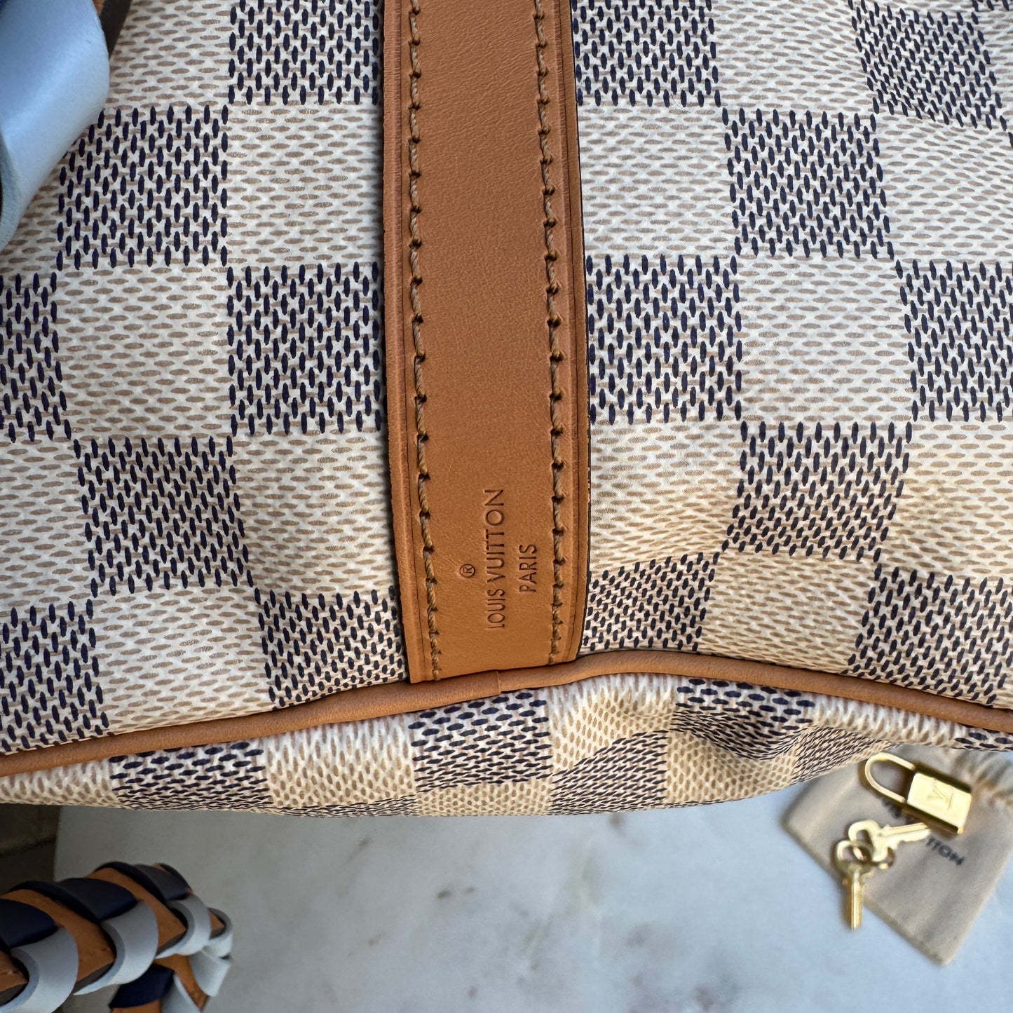 Louis Vuitton Damier Azur Canvas Braided Speedy 30 Bandouliere