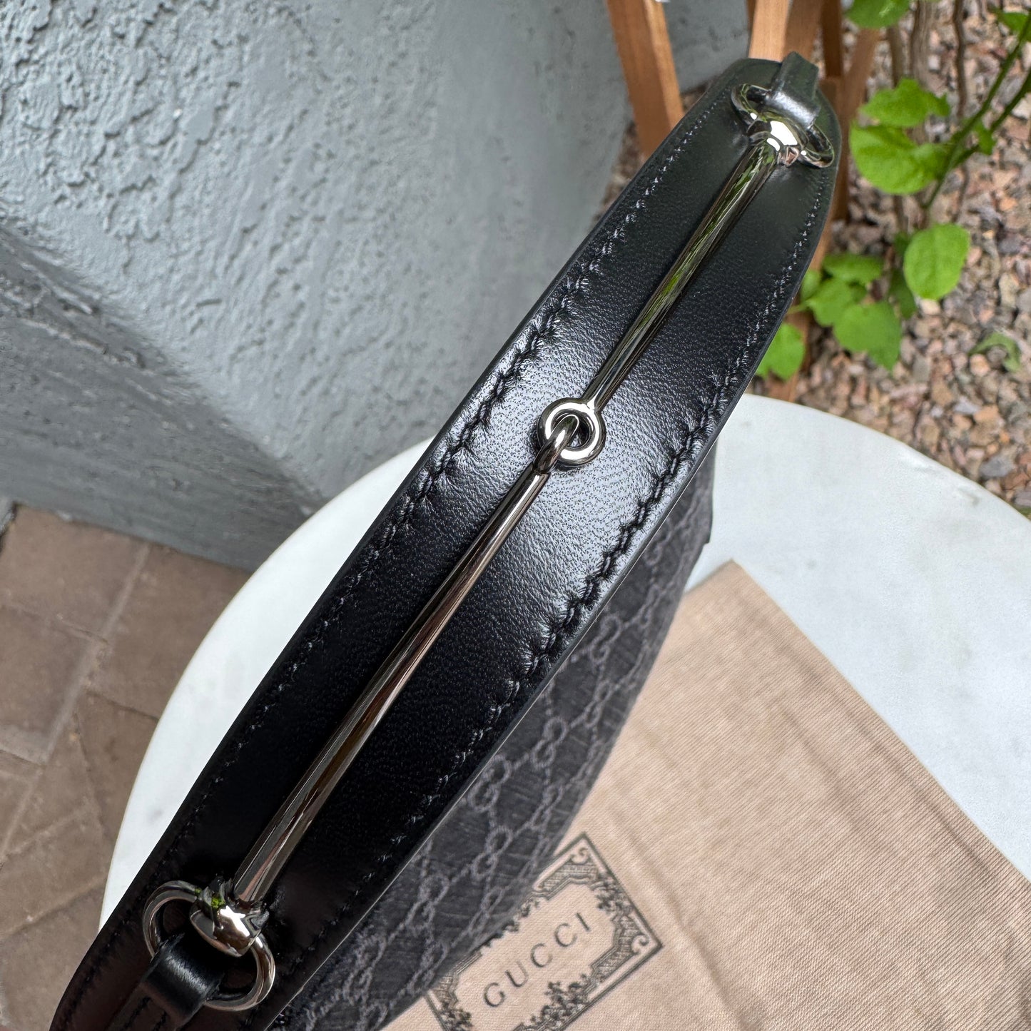 Gucci Horsebit Monogram Denim Slim Shoulder Bag