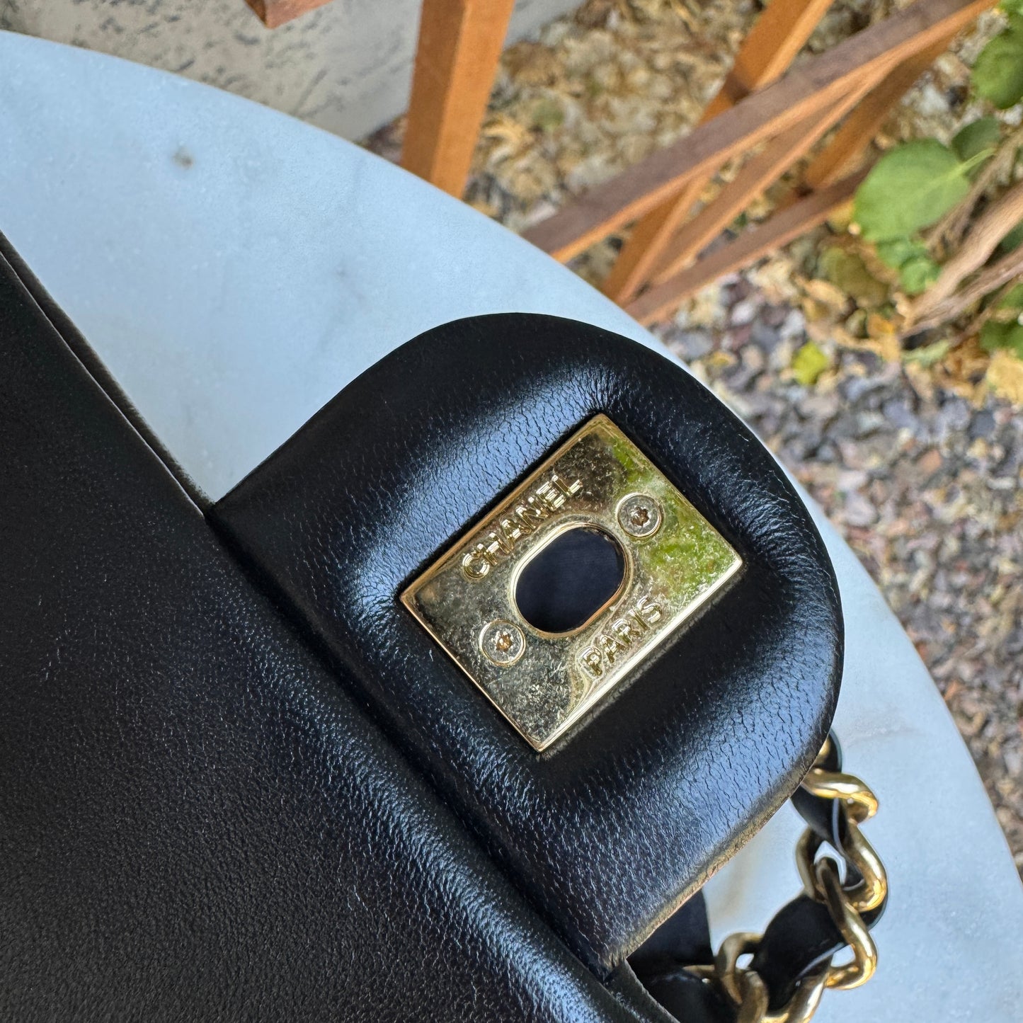 Chanel CC Bar Chain Handle Single Flap Quilted Lambskin Crossbody