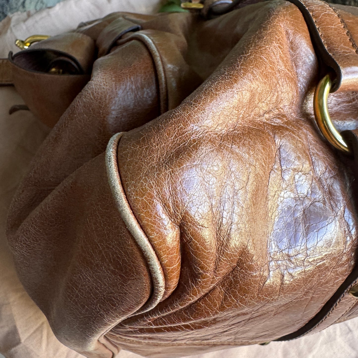 Miu Miu Vitello Lux Bow Leather Satchel