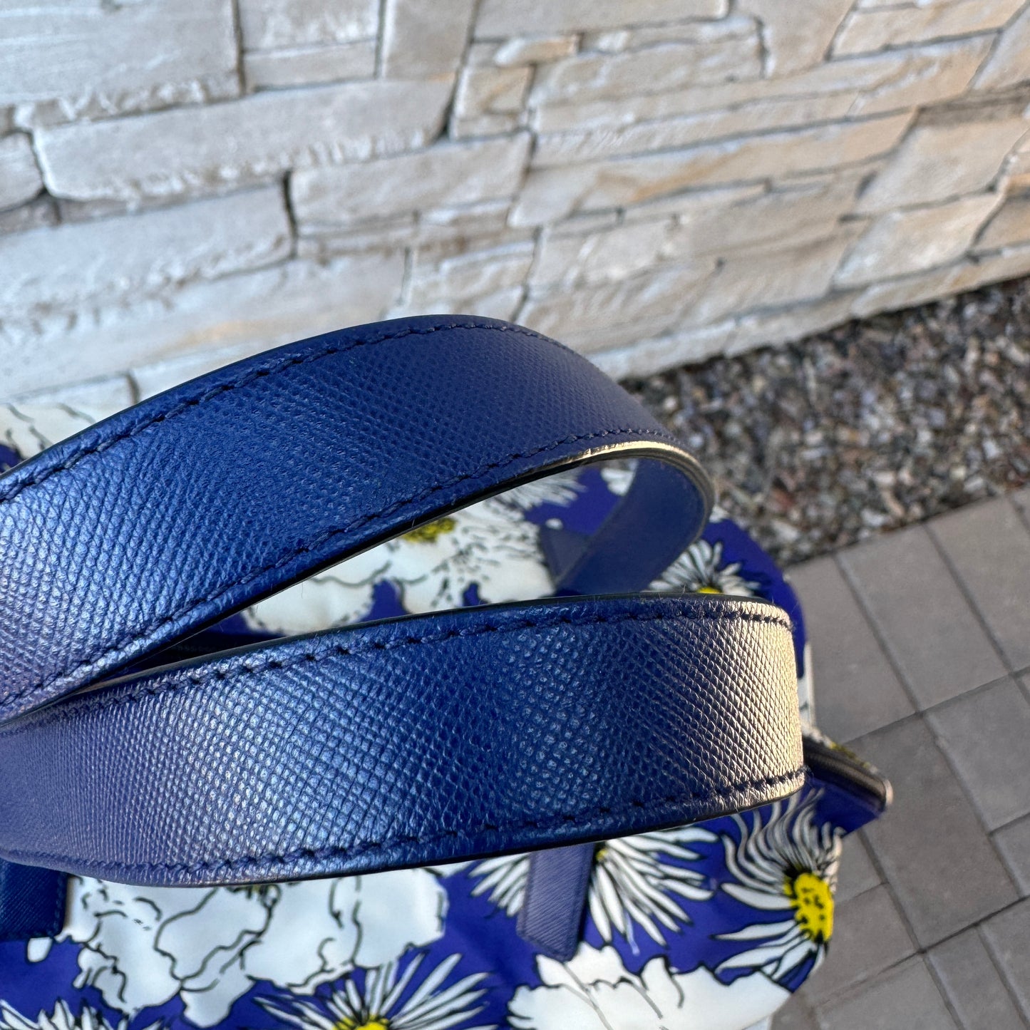Prada Tessuto Stampat Flower Leather & Nylon Shopper Tote