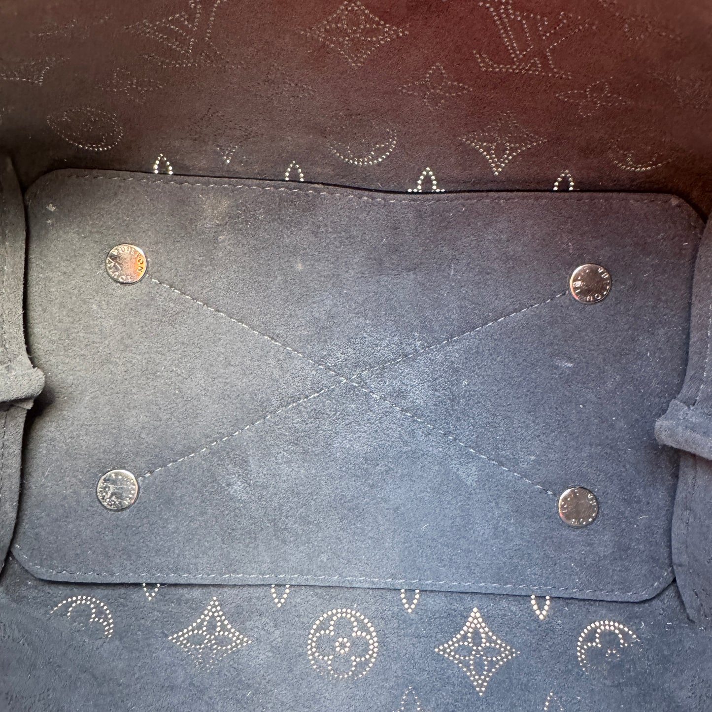 Louis Vuitton Mahina Leather Bella Drawstring Bucket Bag with Coin Pouch
