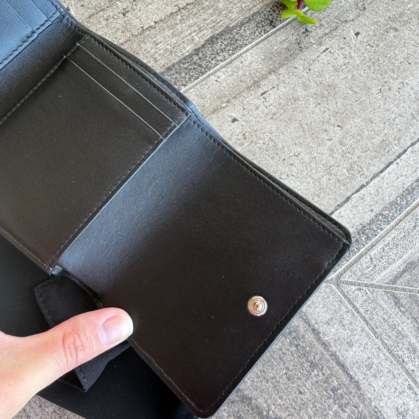 Chanel Camellia Caviar Leather Compact Wallet