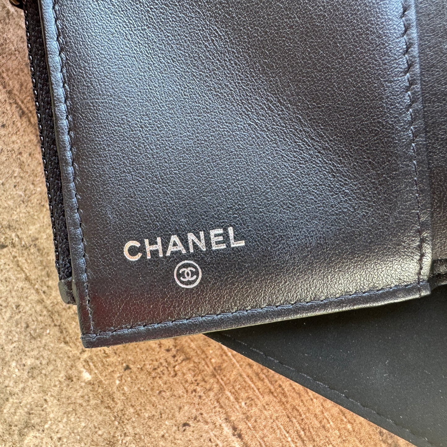 Chanel Camellia Caviar Leather Compact Wallet
