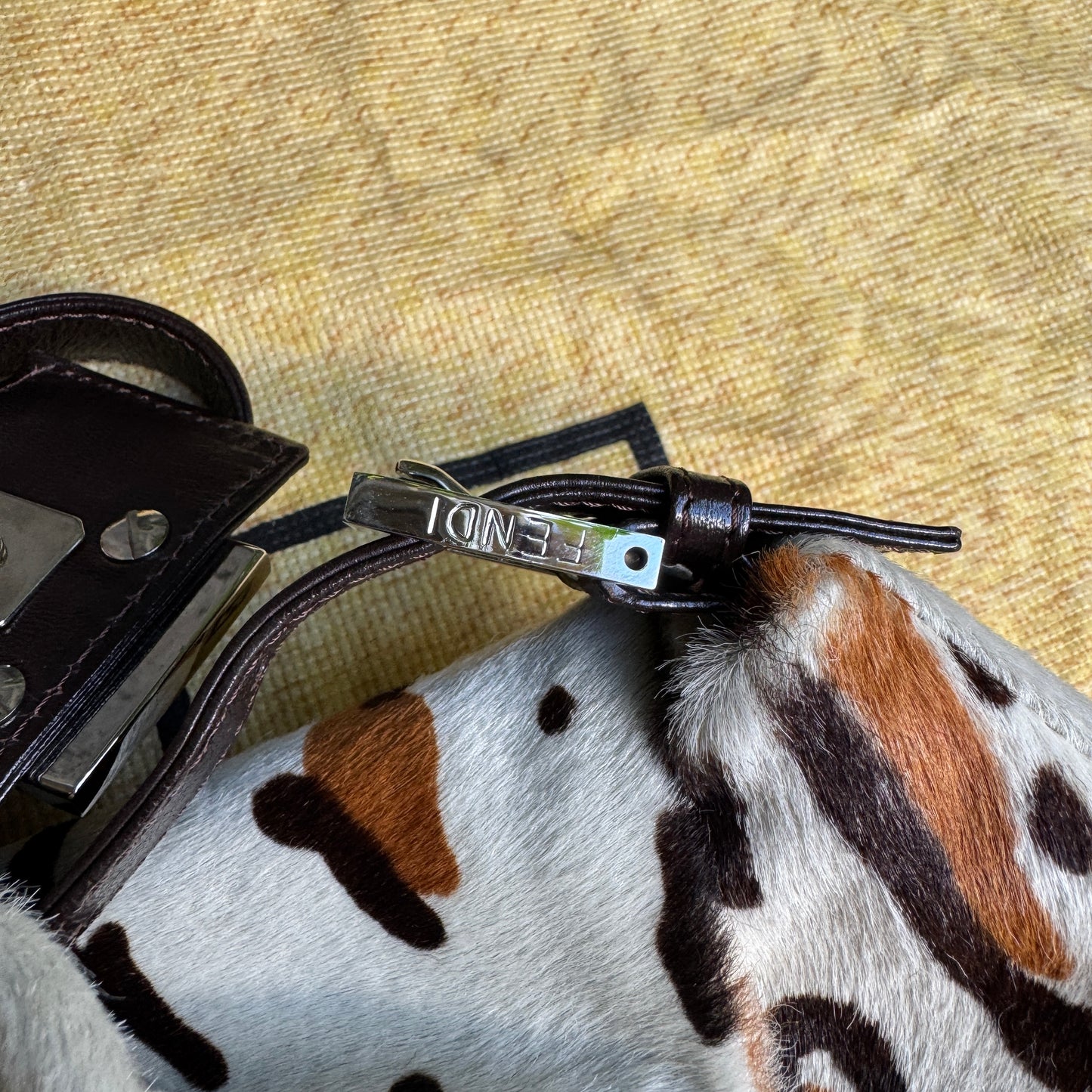 Fendi Vintage Leopard Ponyhair Mama Baguette Shoulder Bag