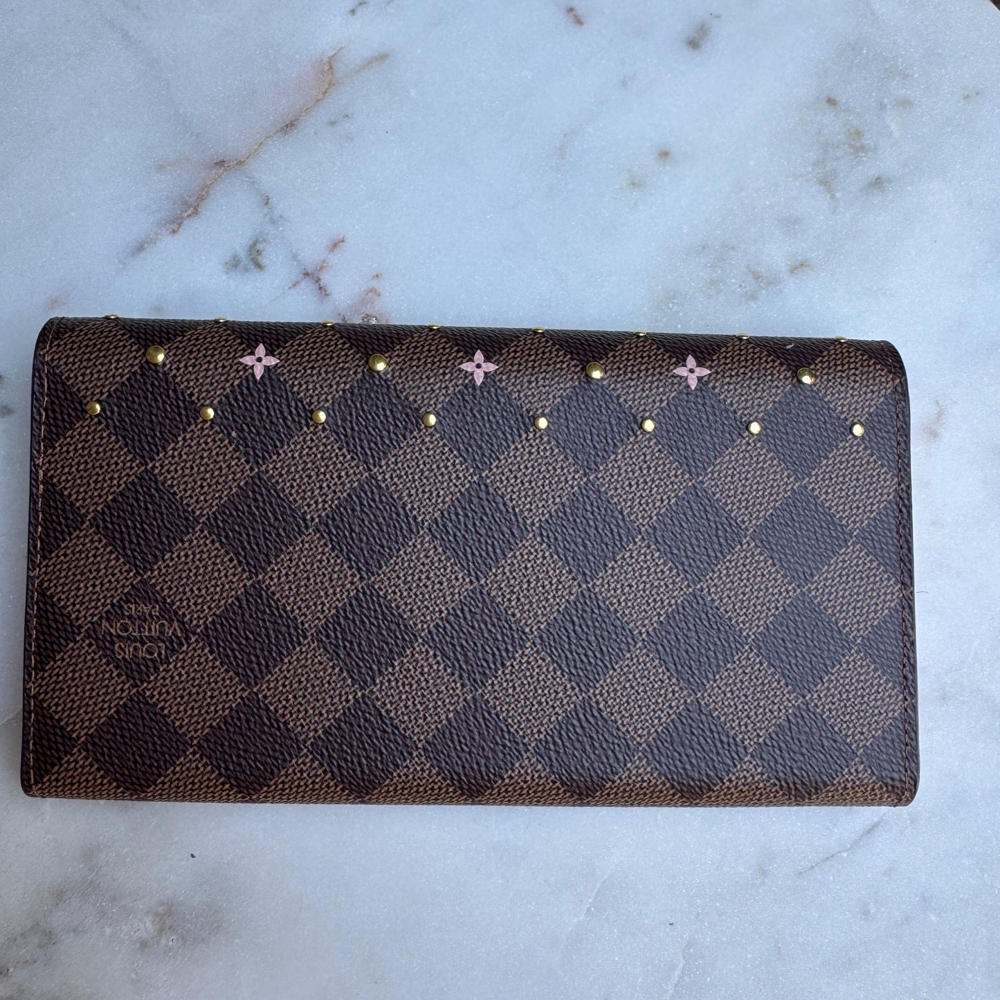 Louis Vuitton Limited Edition Studded Damier Ebene Sarah Wallet