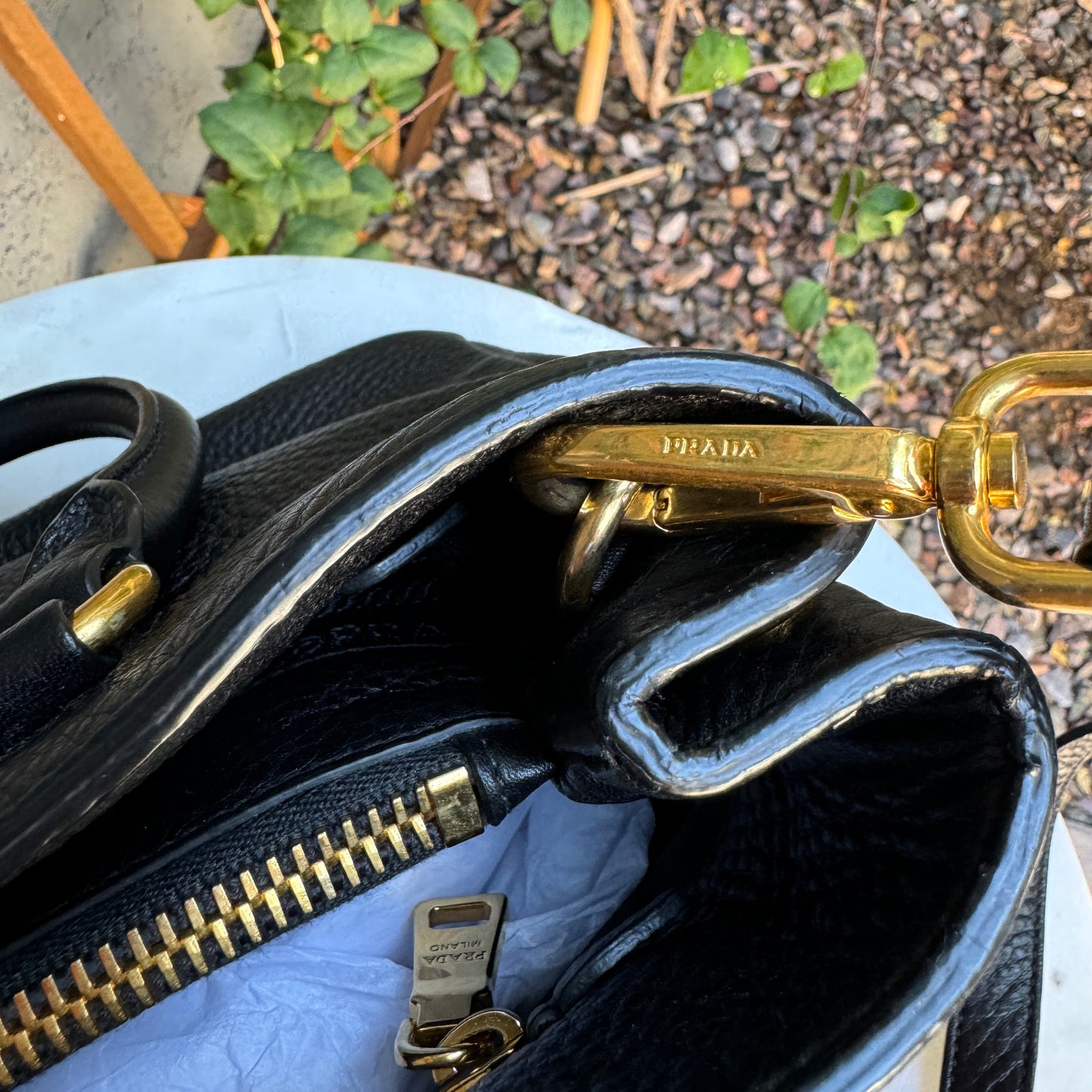 Prada Pebbled Leather Vitello Daino Crossbody