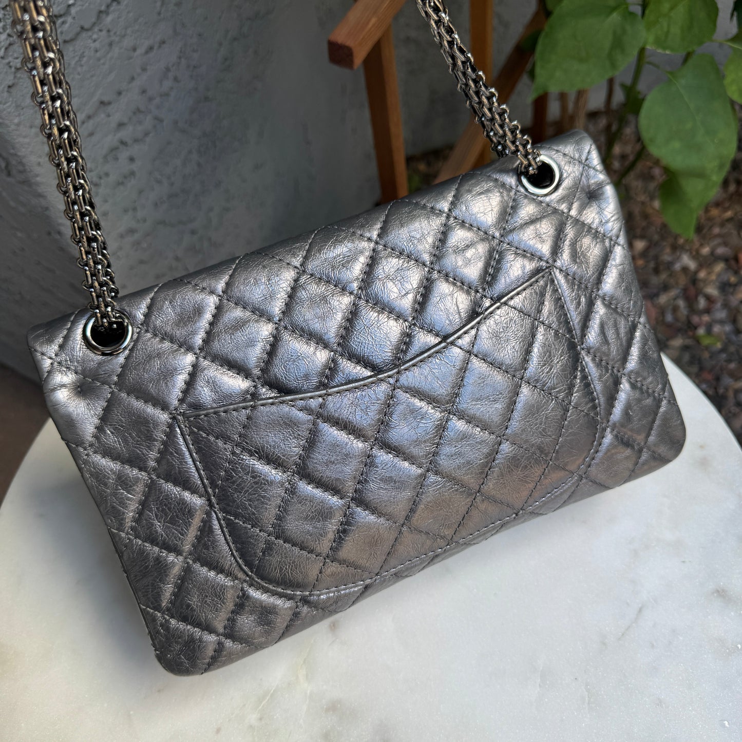 Chanel 2.55 Reissue 227 Double Flap Metallic Aged Calfskin Shoulder Bag
