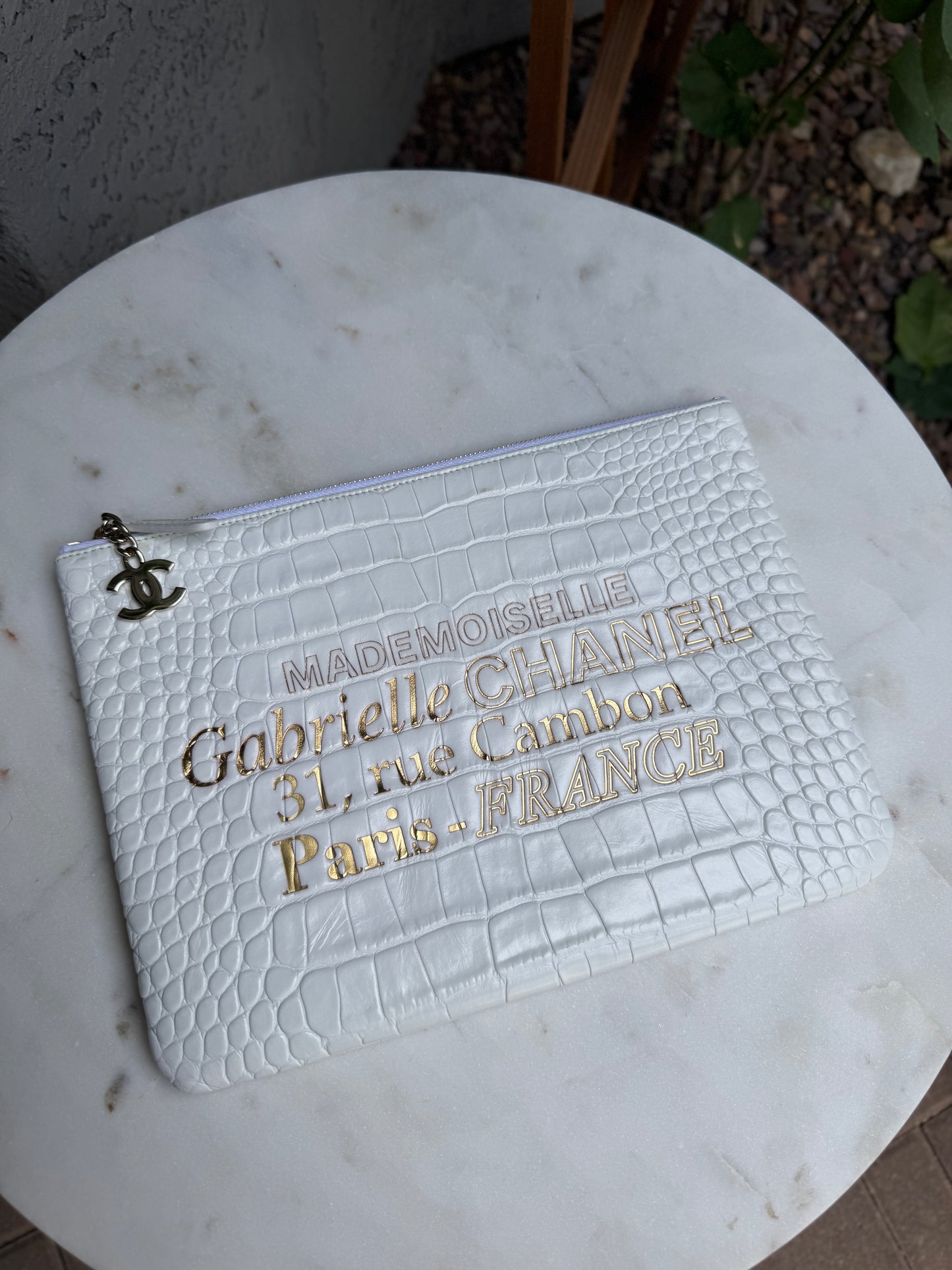 Chanel Croc Embossed Leather O-Case Clutch