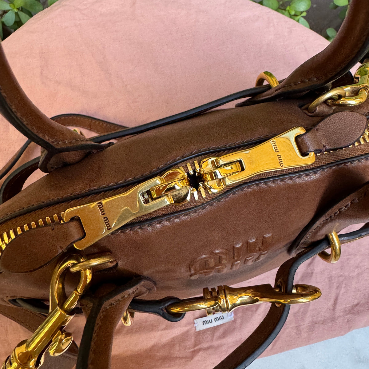 Miu Miu Adventure Nappa Leather Top Handle Bag