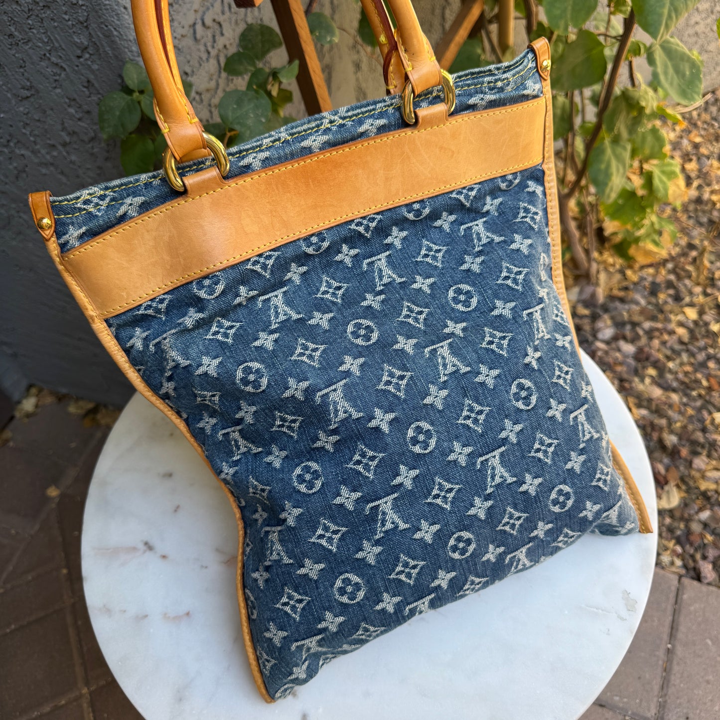 Louis Vuitton Vintage Monogram Denim Sac Plat Tote