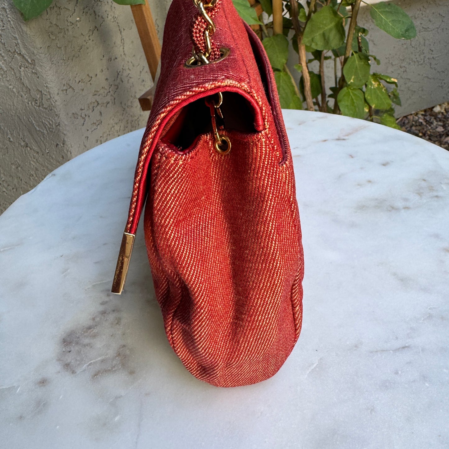 Chanel Vintage Denim Chocolate Bar Quilt Single Flap Shoulder Bag