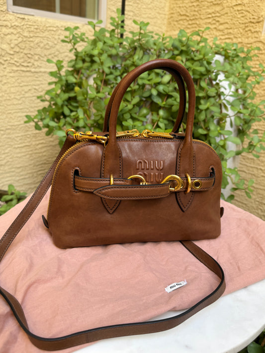 Miu Miu Adventure Nappa Leather Top Handle Bag
