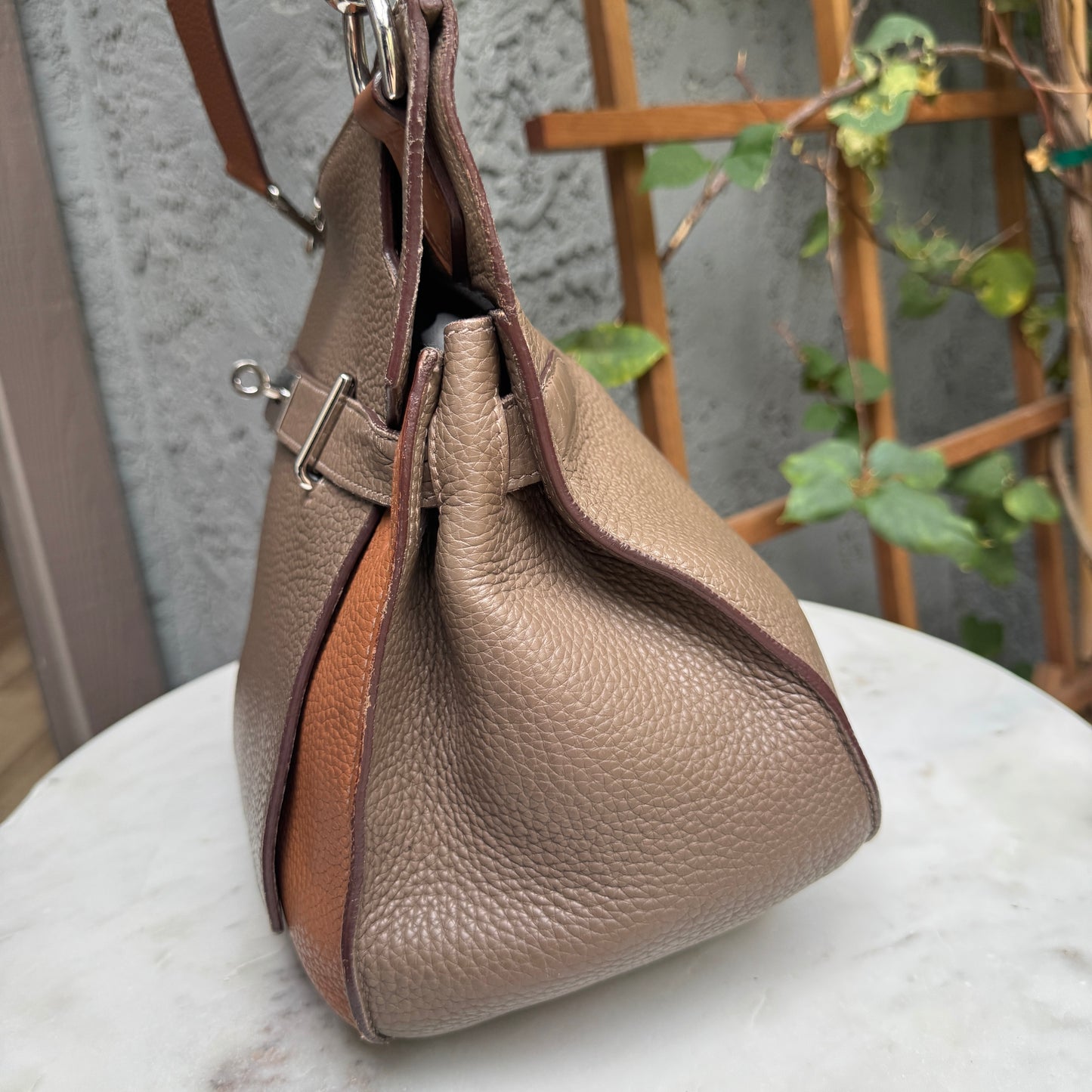 Hermès Jypsiere 34 Bicolor Pebbled Clemence Leather Crossbody