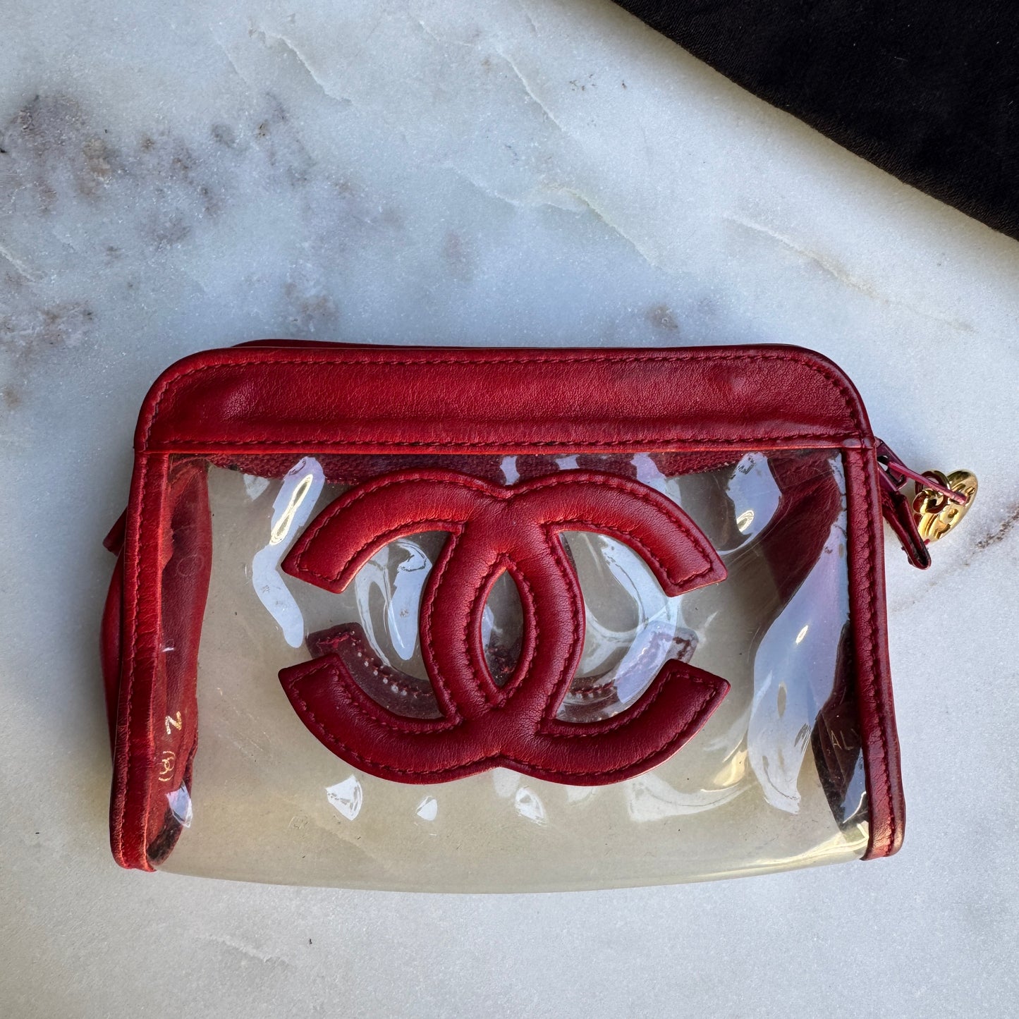 Chanel 90s Vintage CC Lambskin Vinyl Cosmetic Pouch
