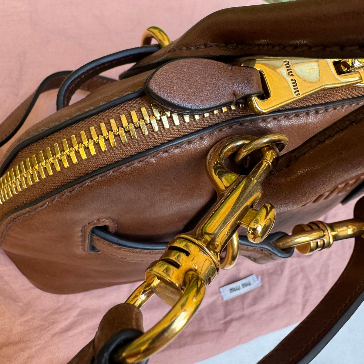 Miu Miu Adventure Nappa Leather Top Handle Bag