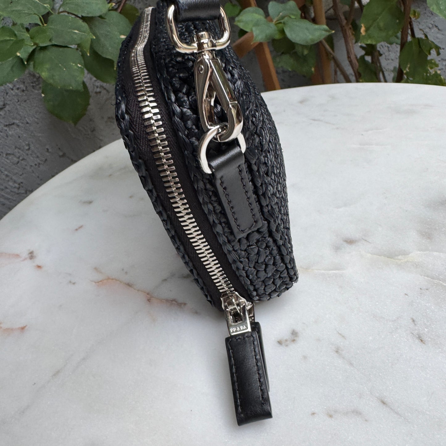 Prada Crochet Raffia Brique Crossbody