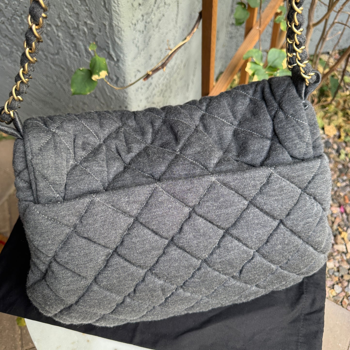 Chanel Maxi Jersey Bubble Single Flap Quilt Shoulder Bag