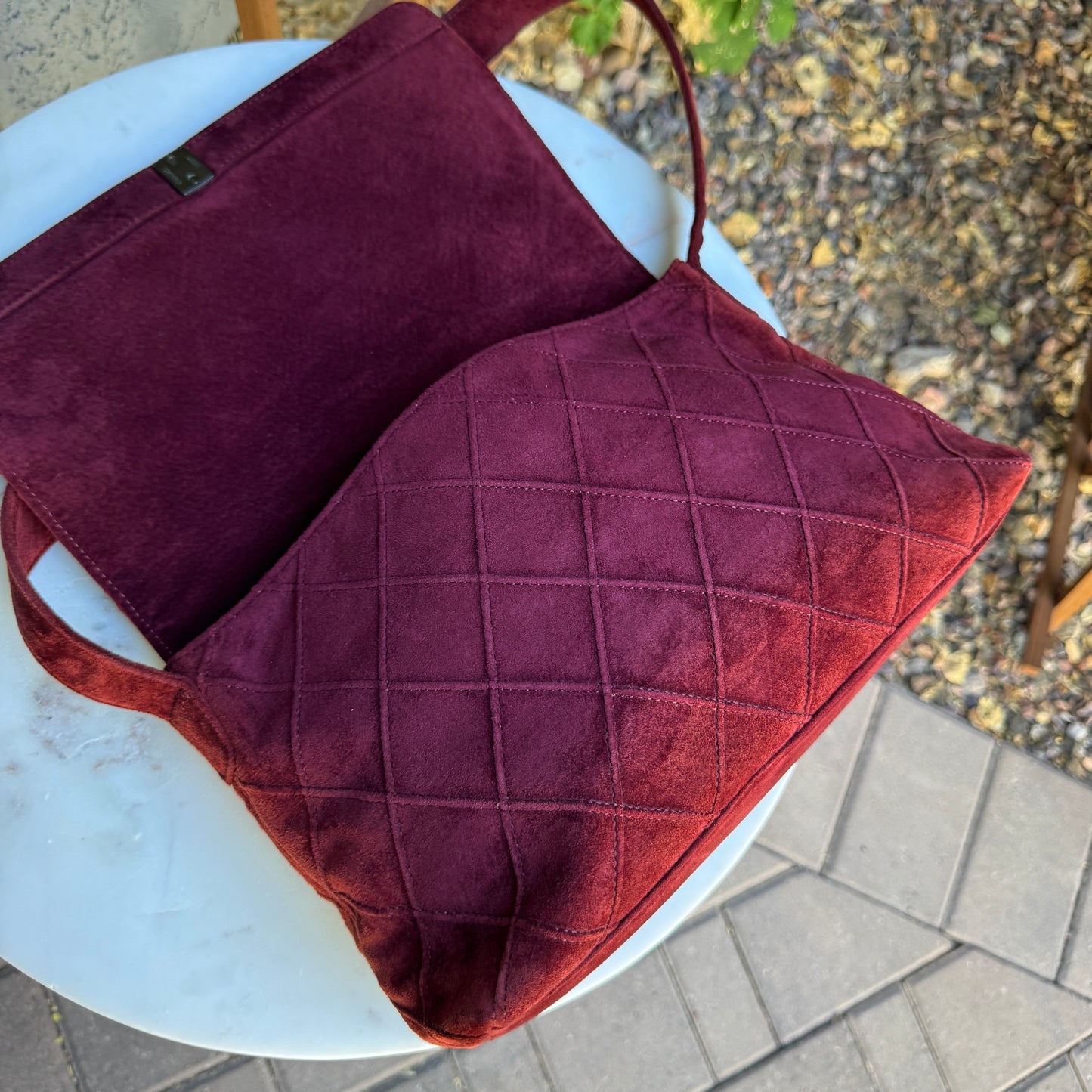 Chanel Suede Diamond Quilted Single Flap Vintage Shoulder Bag