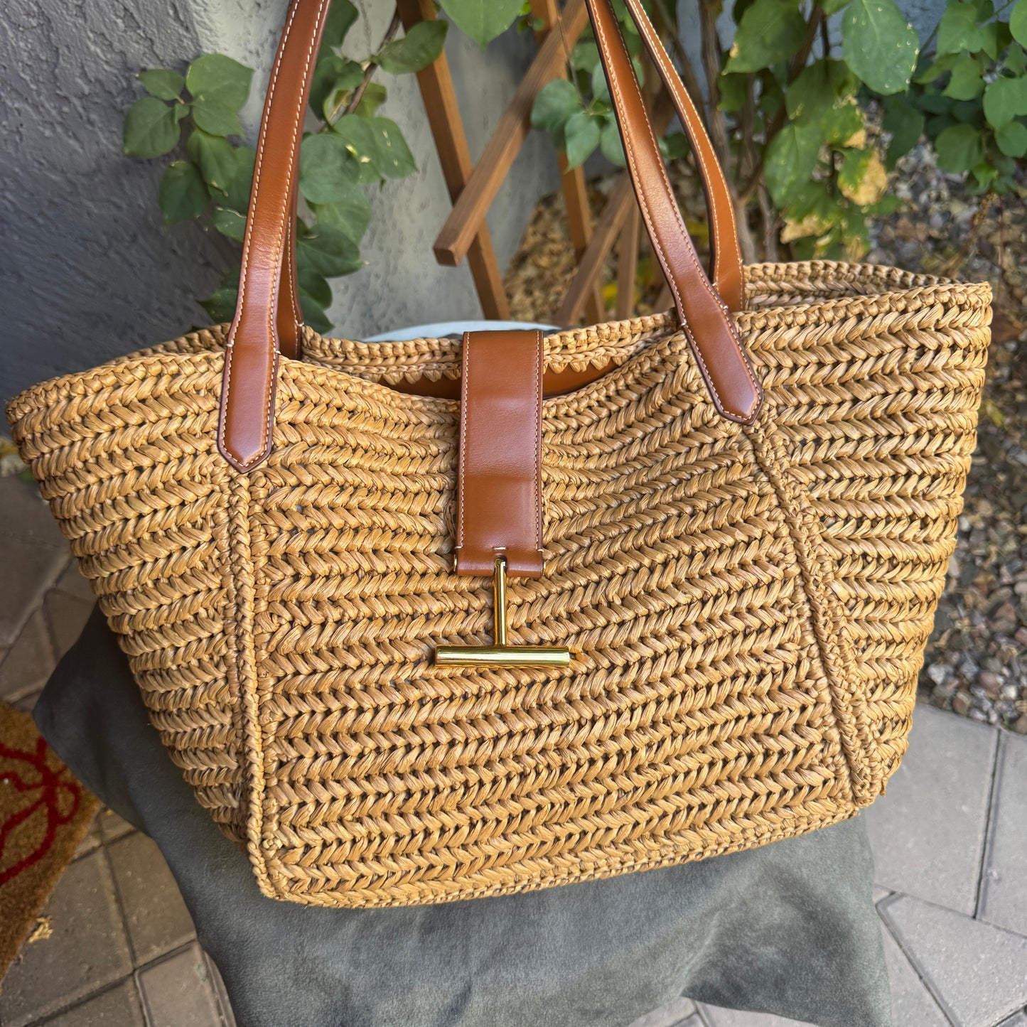 Tom Ford Raffia Medium Tara Tote
