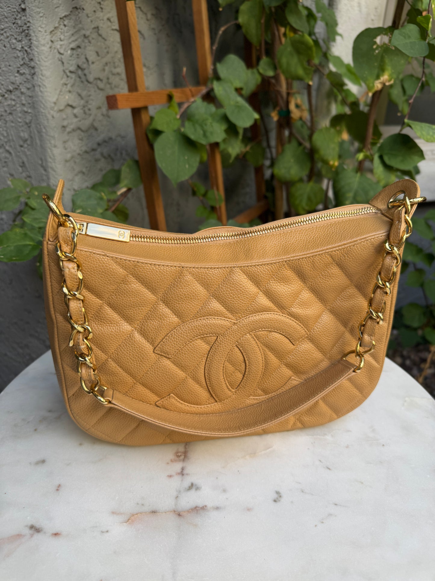 Chanel Timeless CC Quilted Caviar Leather Crescent Hobo Shoulder Bag