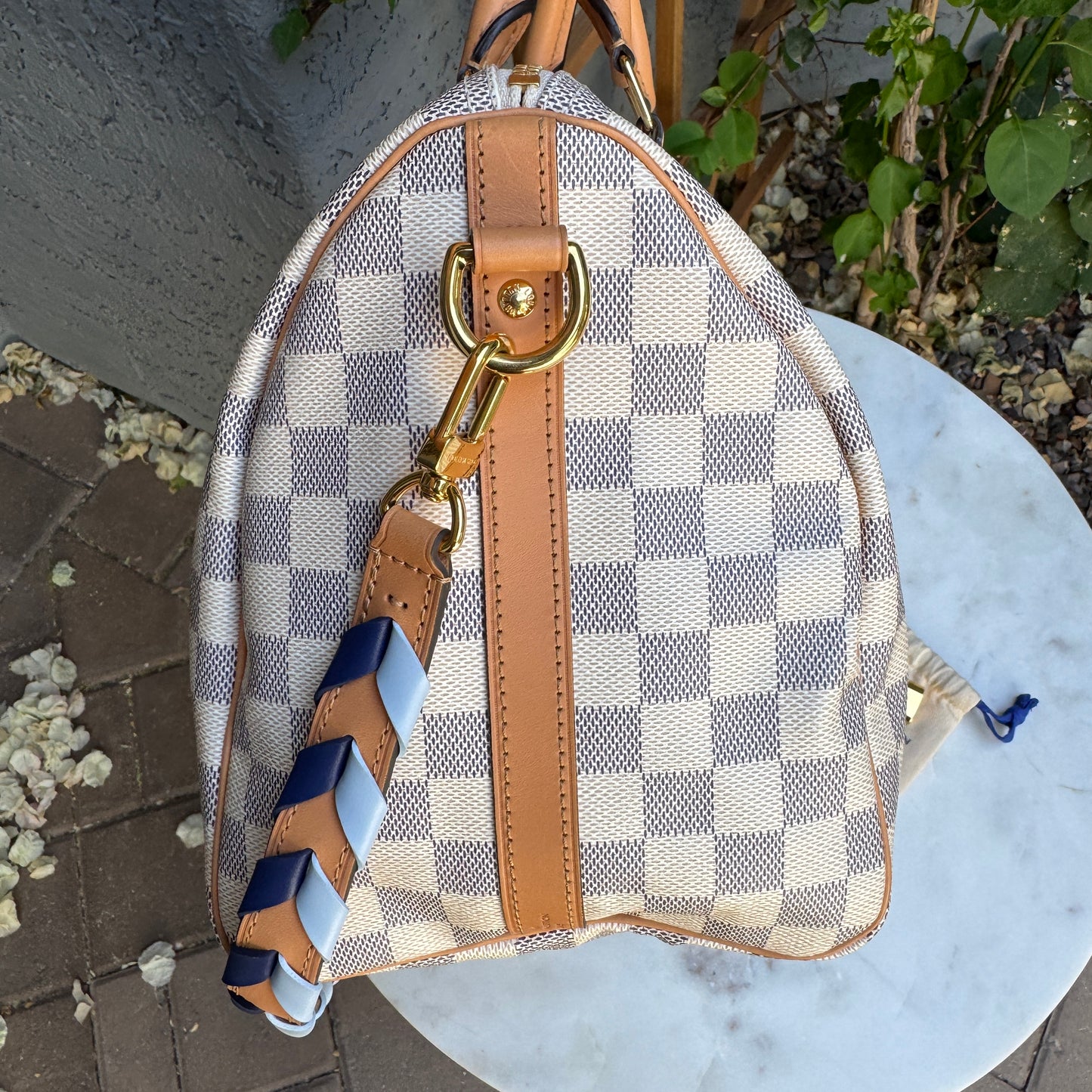 Louis Vuitton Damier Azur Canvas Braided Speedy 30 Bandouliere