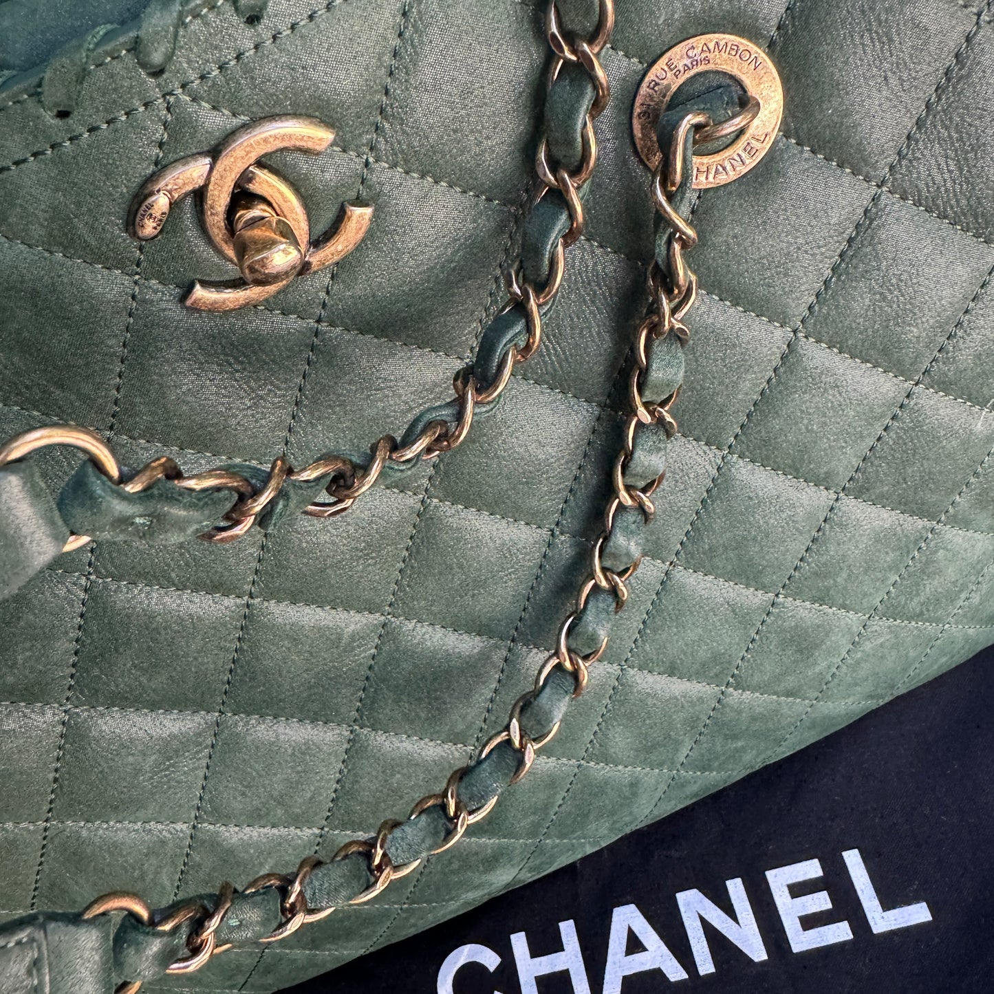 Chanel Nubuck Suede Quilted Whipstitch Happy Stitch Tote
