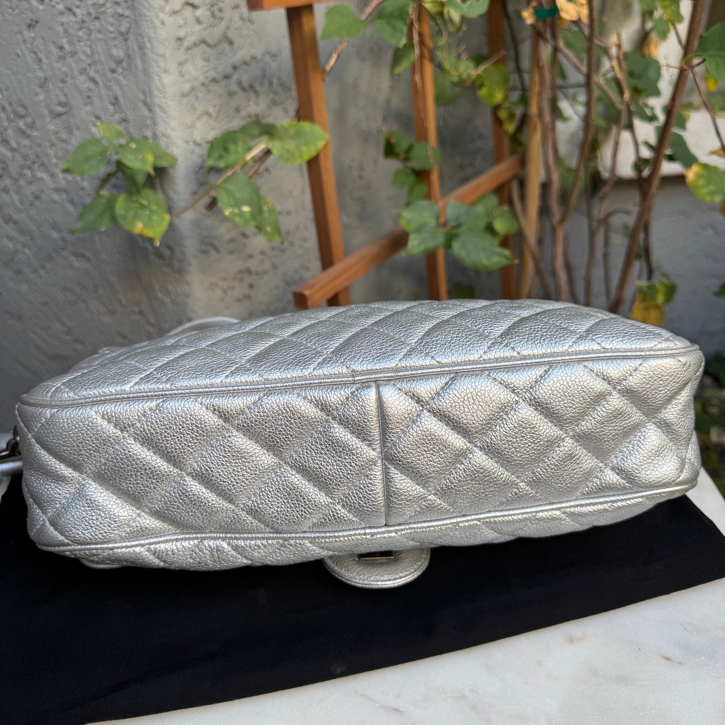 Chanel Silver Quilted Leather Airline Casual Rock Easy Flap Shoulder Bag
