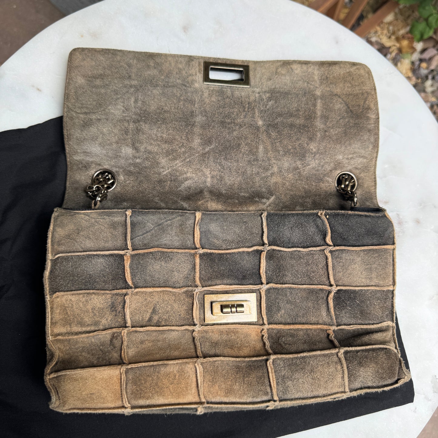 Chanel Suede Patchwork Reissue 225 Single Flap Shoulder Bag