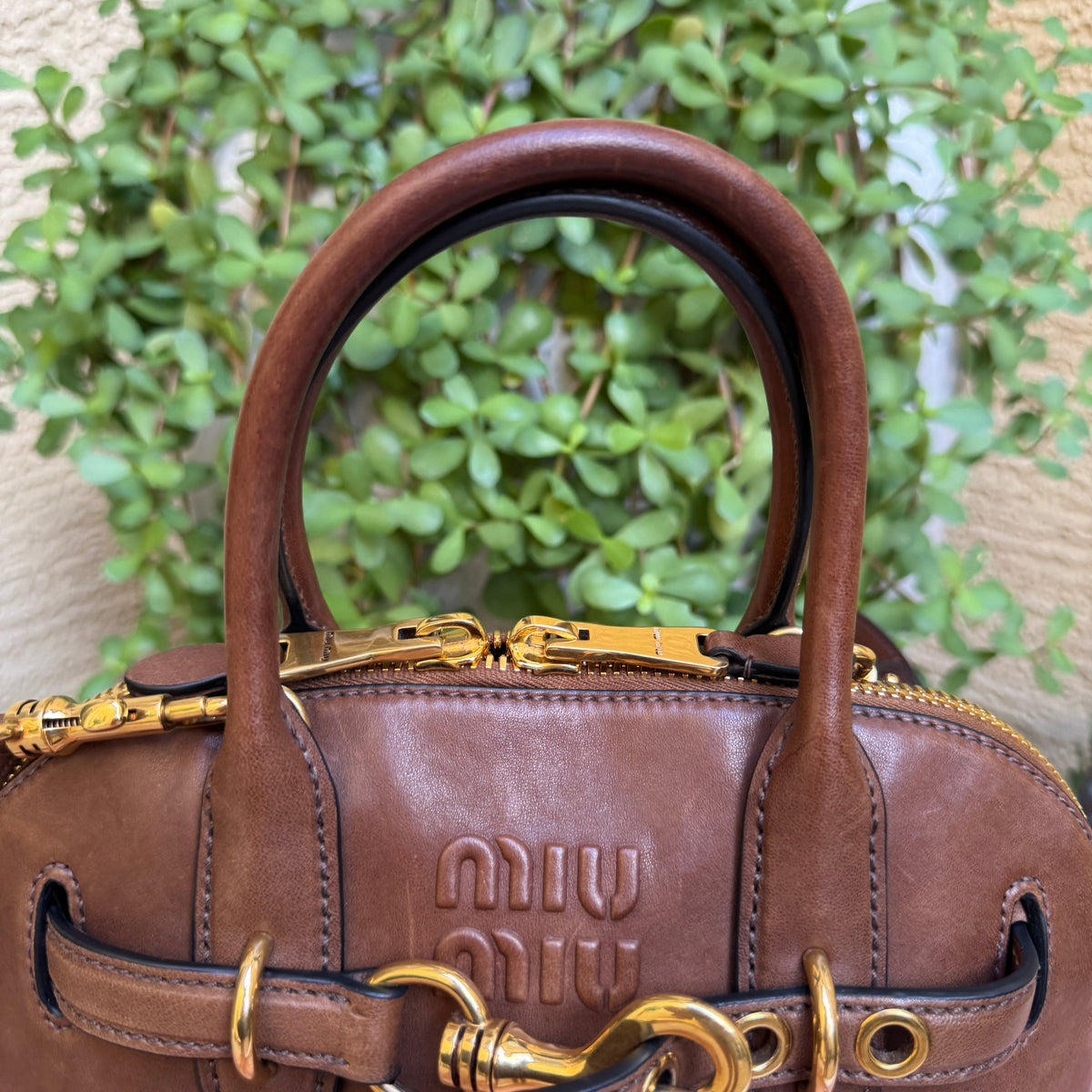 Miu Miu Adventure Nappa Leather Top Handle Bag