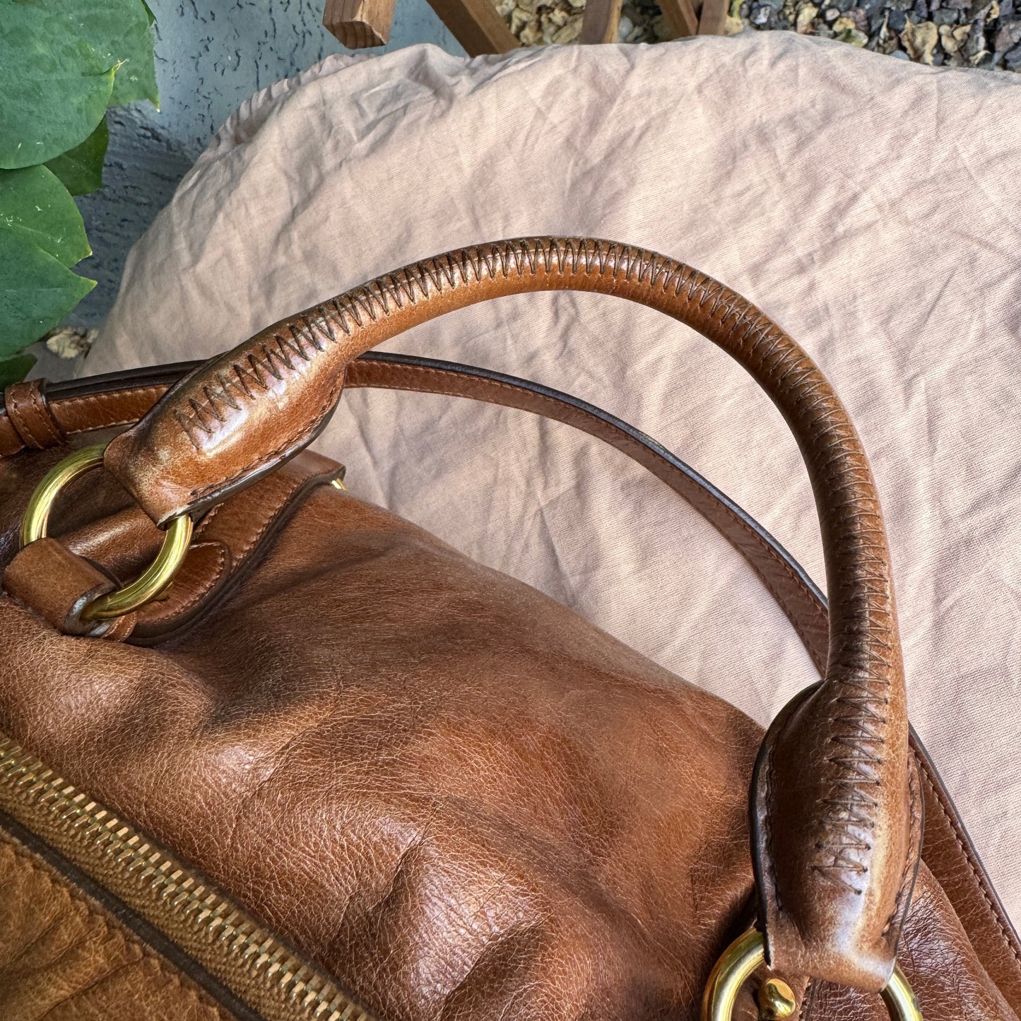 Miu Miu Vitello Lux Bow Leather Satchel