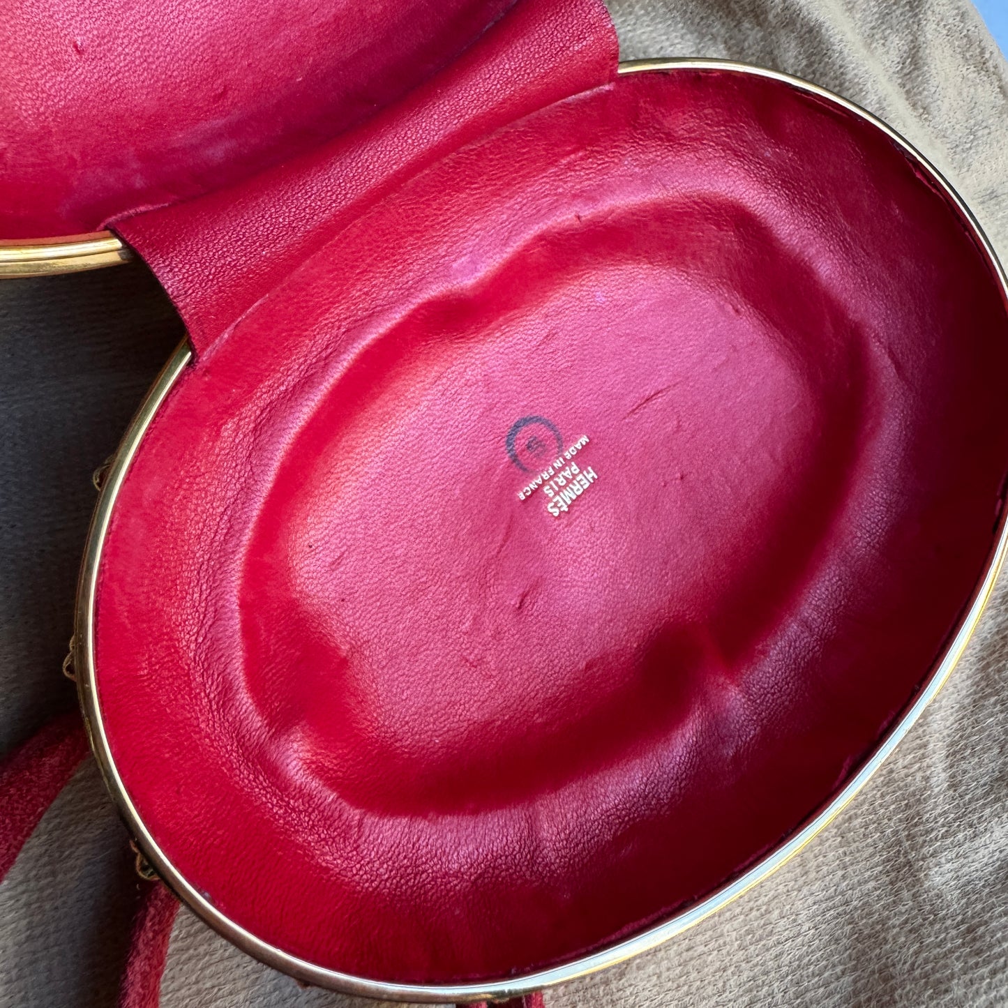 Hermès Oursin Minaudière Pochette Doblis Suede Leather Shoulder Bag