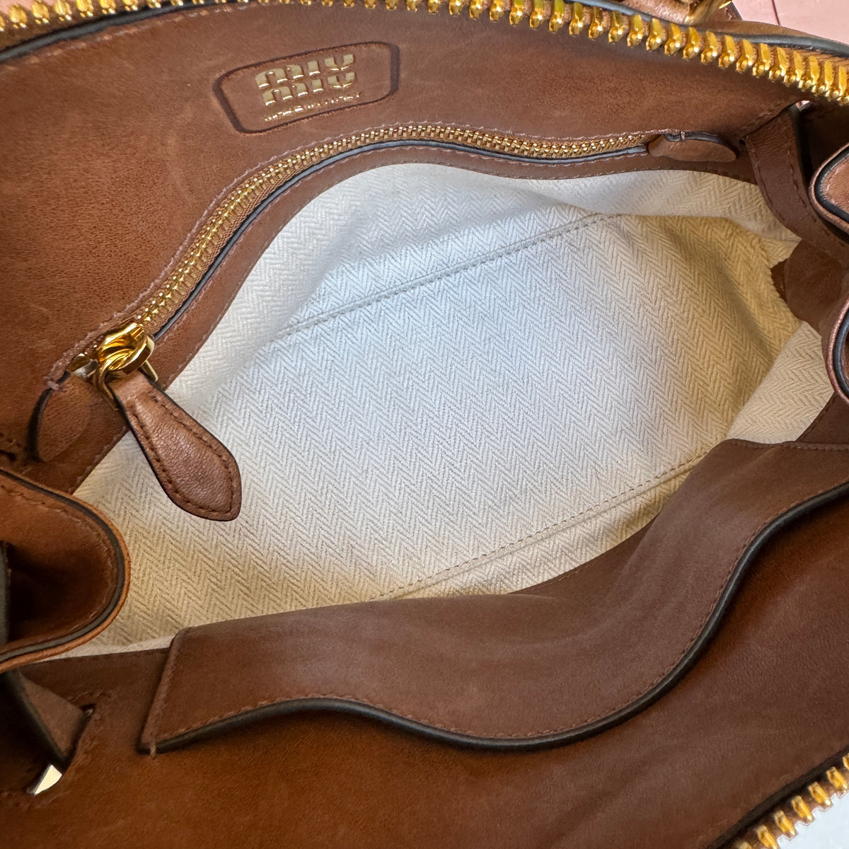 Miu Miu Adventure Nappa Leather Top Handle Bag
