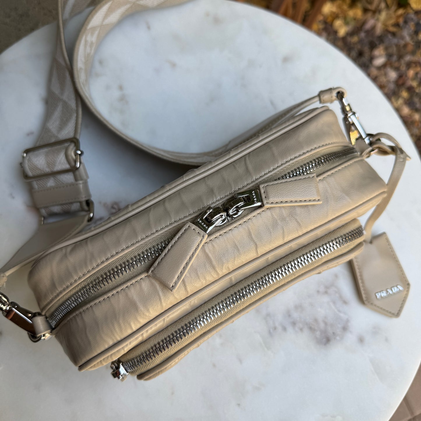 Prada Nappa Antique Leather Multi Pocket Crossbody